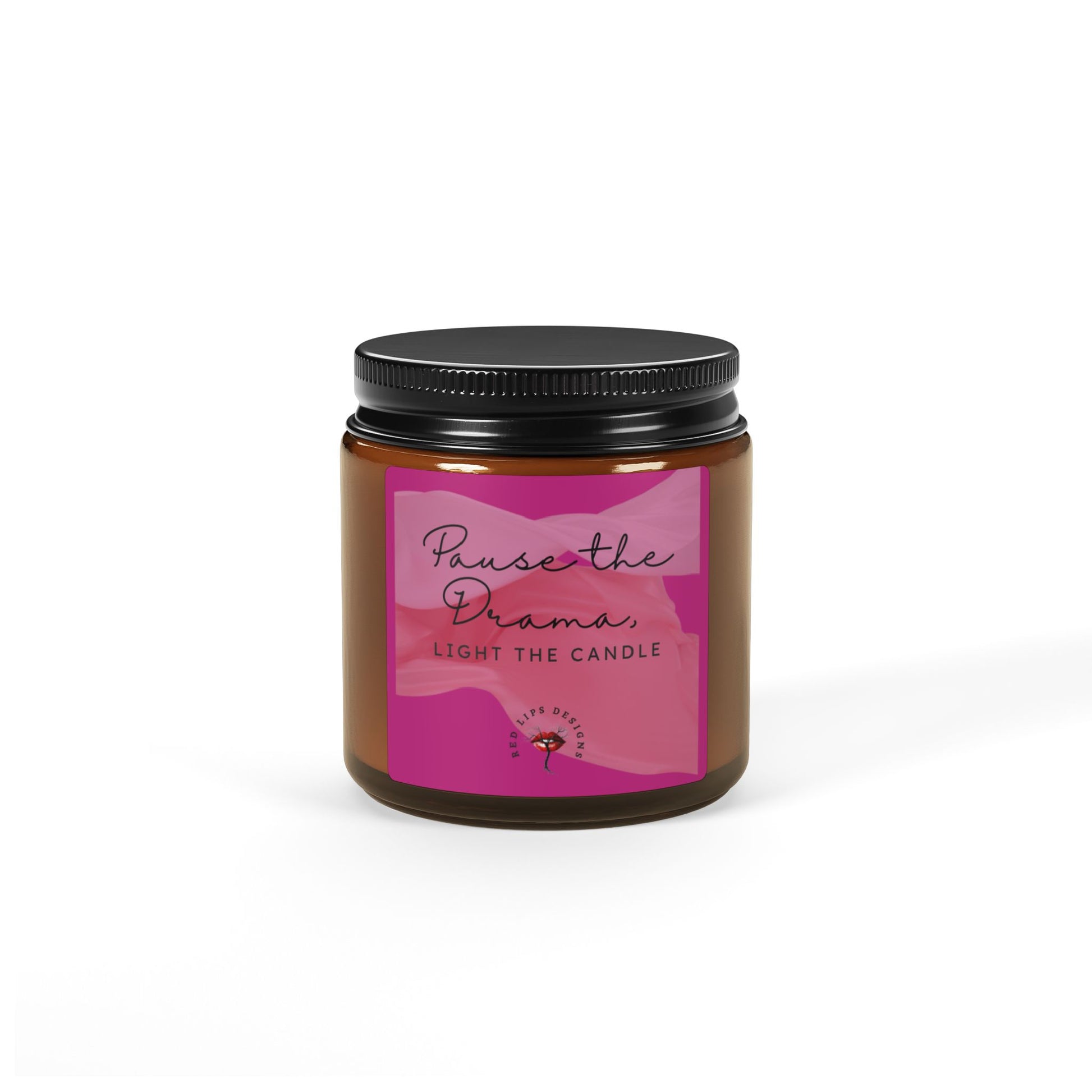 Pause the Drama Candle, Funny Self Care Gift for Women, Aromatherapy Candle for Stress Relief, Sassy Soy Jar from Red Lips Designs