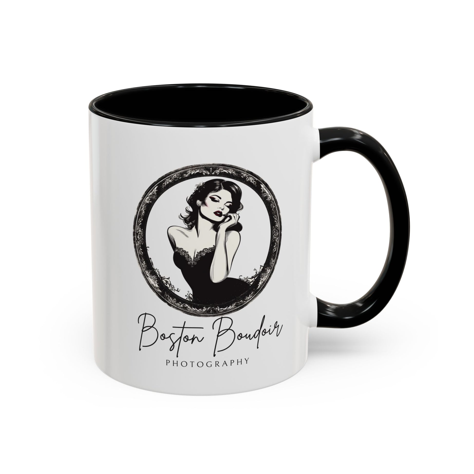 Elegant Photography Mug | Boston Boudoir Gift, Black Accent, Coffee Lover, Home Decor, Personalised Drinkware
