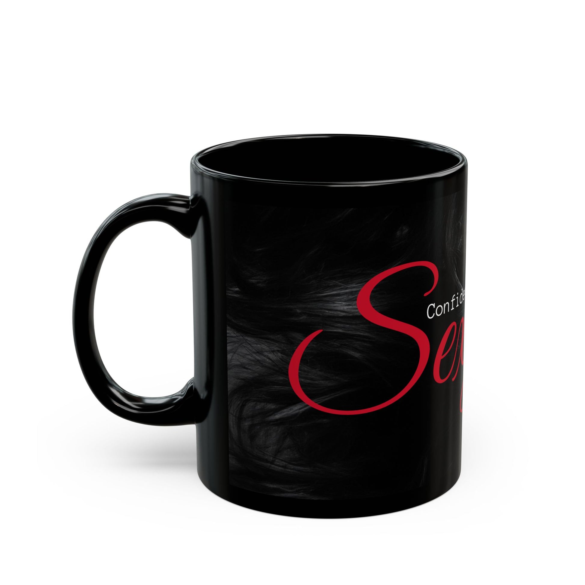 Confidence is Sexy Mug, Empowering Gift for Women, Bold Black Coffee Cup, Red Lips Design, Feminine Self-Love Boss Babe Mug