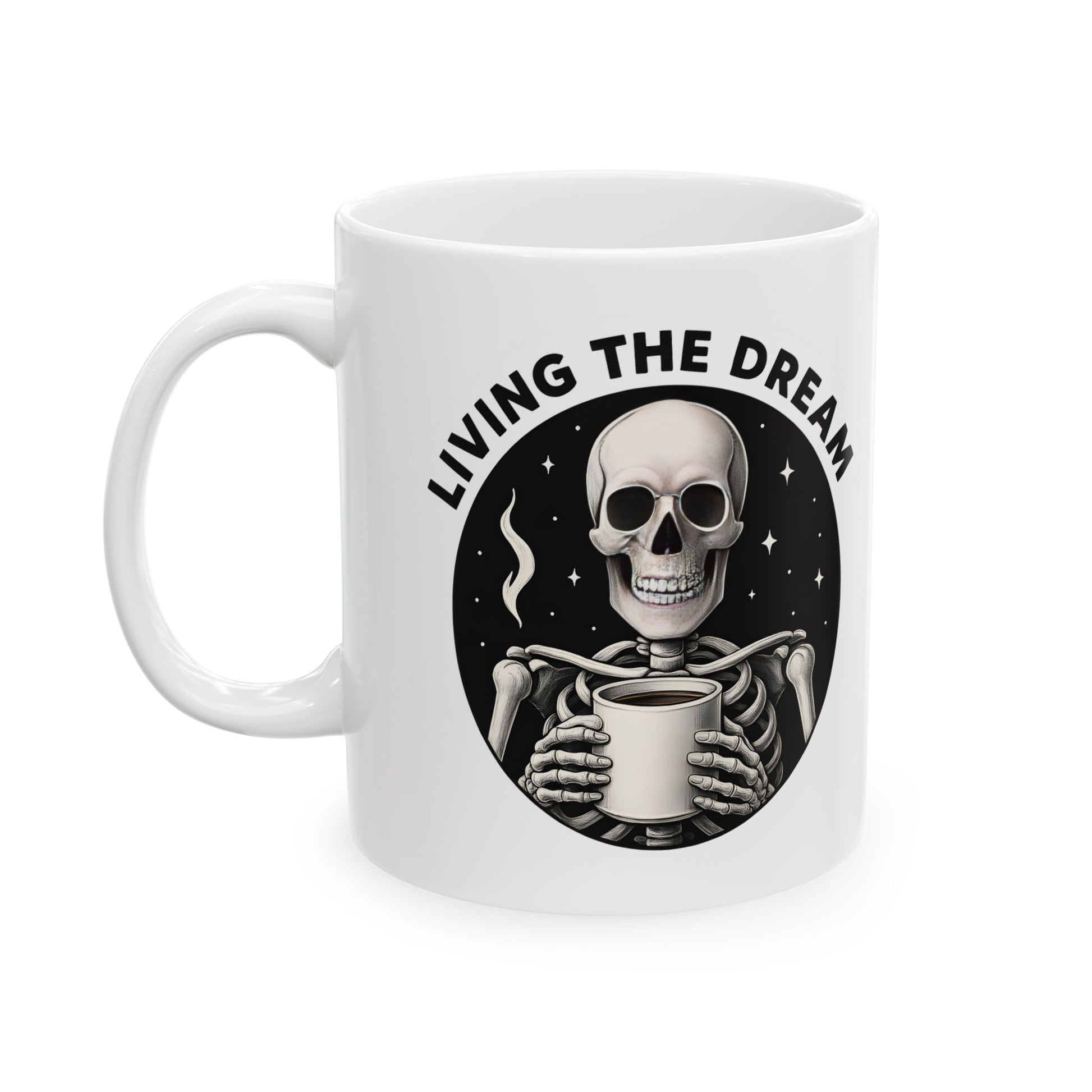 Skeleton Dreamer Ceramic Mug - Cool Gift Idea for Coffee Lovers, Unique Home Decor, Halloween, Fantasy Enthusiasts