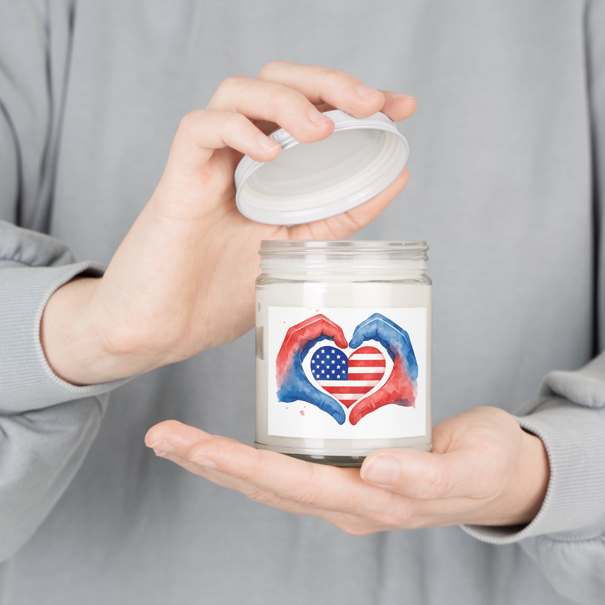 Patriotic Heart Scented Candle | 9oz Candle | USA Decor | Gifts for Him/Her | Independence Day | Home Fragrance | Relaxation