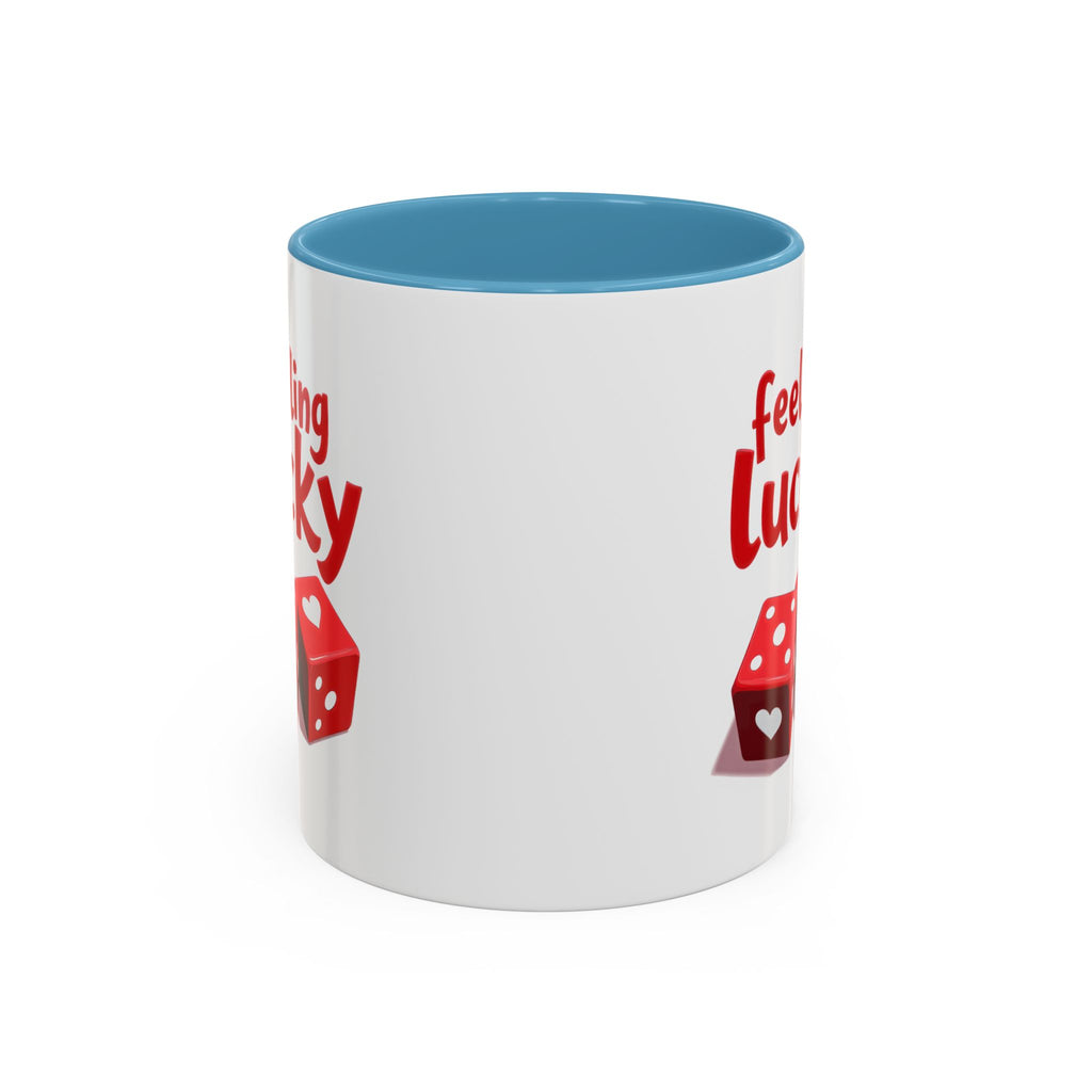 Feeling Lucky Mug, Funny Coffee Cup with Dice Design,  Date Night Mug, Fun Adult Humor