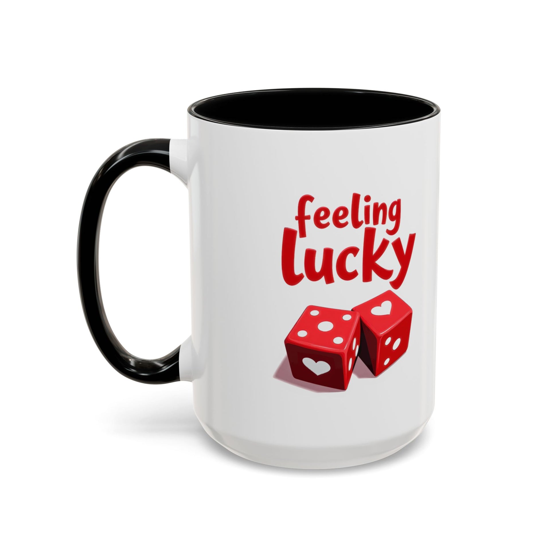 Feeling Lucky Mug, Funny Coffee Cup with Dice Design,  Date Night Mug, Fun Adult Humor