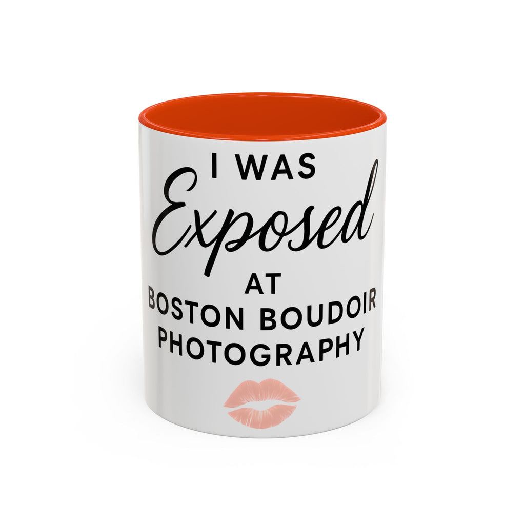 Fun Photography Mug for Boudoir Lovers, Gift for Photographers, Cute Coffee Cup, Black Handle, Exposed at Boston Boudoir