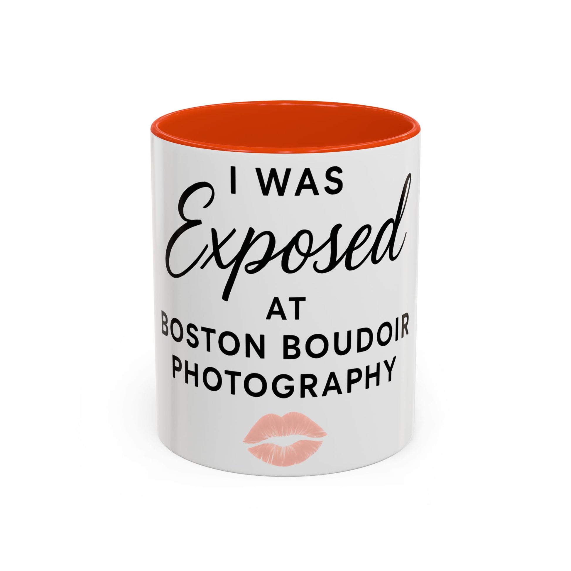 Fun Photography Mug for Boudoir Lovers, Gift for Photographers, Cute Coffee Cup, Black Handle, Exposed at Boston Boudoir