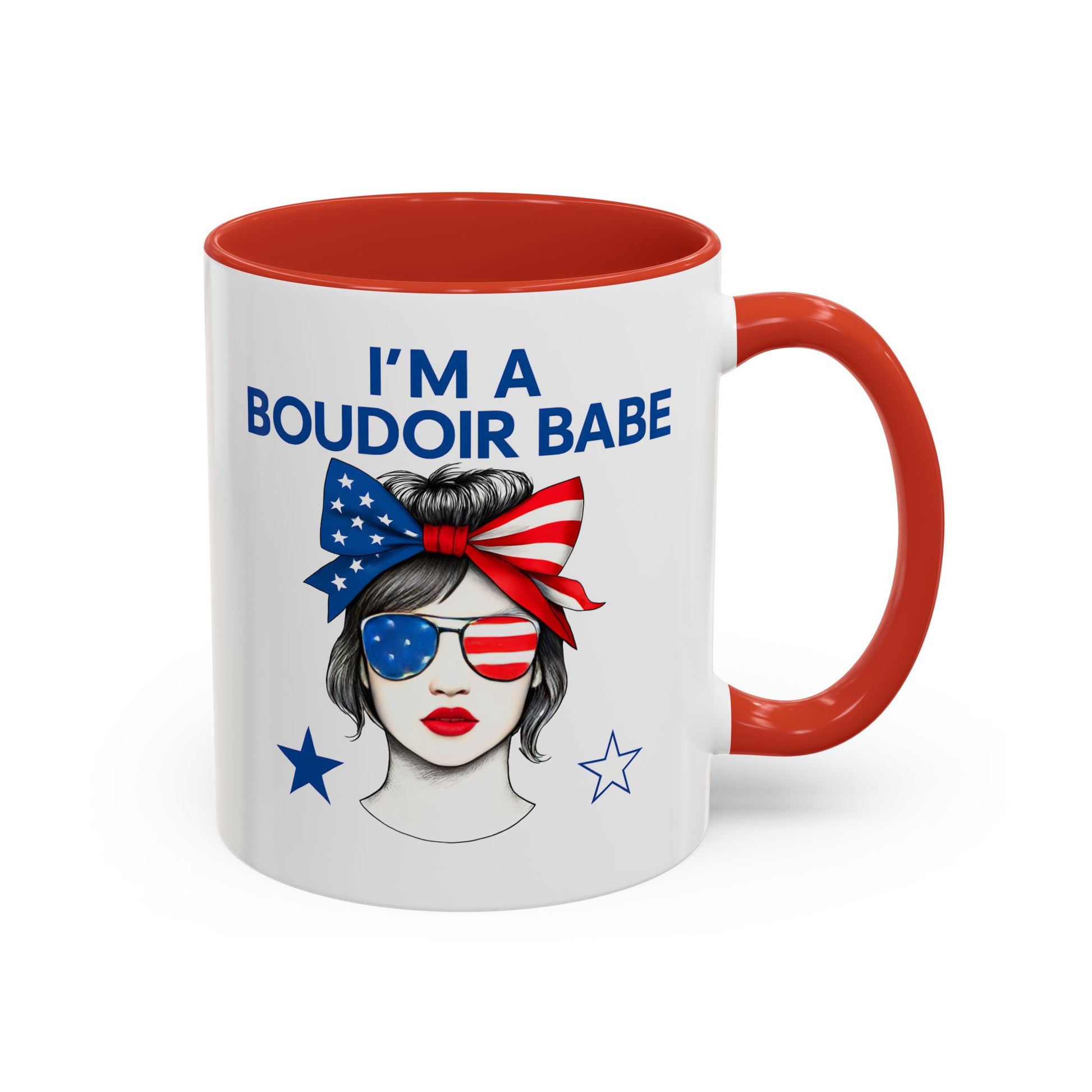 Boudoir Babe Coffee Mug, Fun Gift for Her, USA Themed Drinkware, Perfect for Birthdays or Celebrations, Unique Home Decor