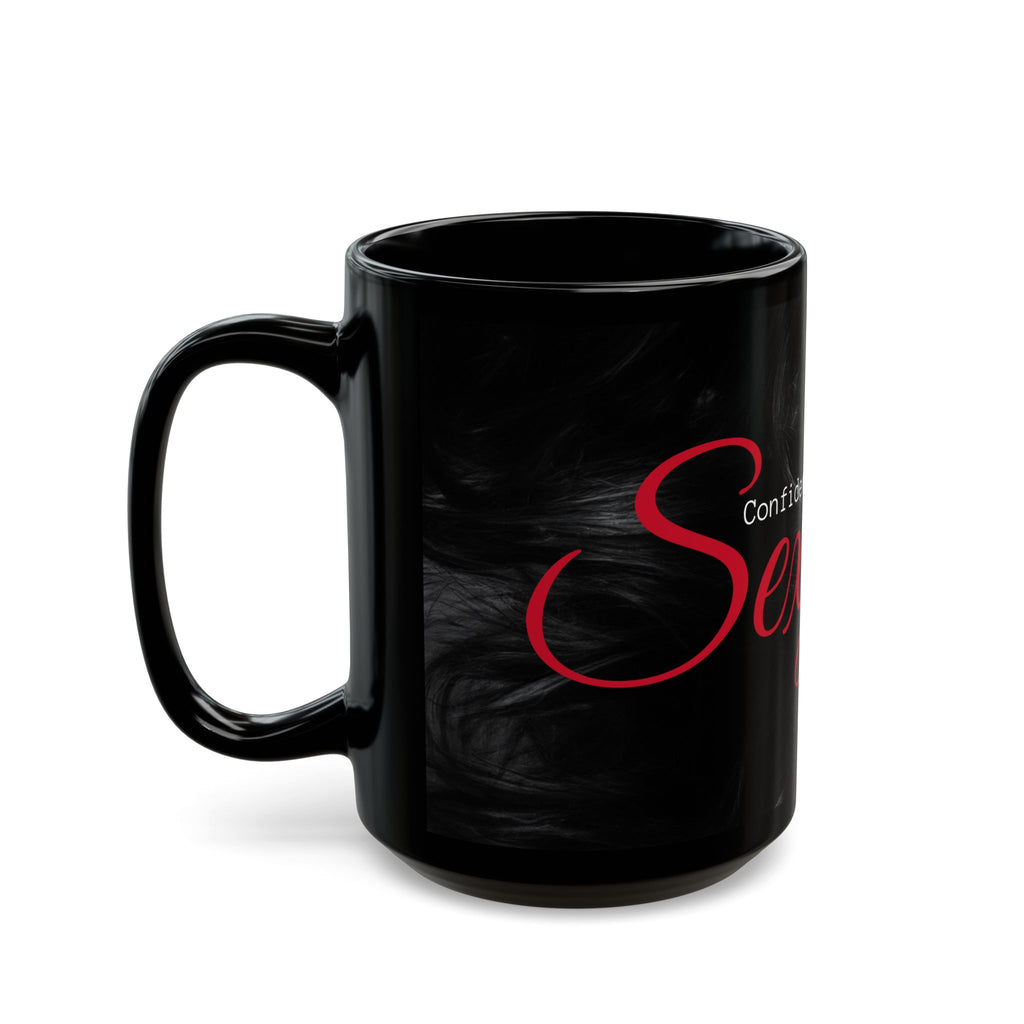 Confidence is Sexy Mug, Empowering Gift for Women, Bold Black Coffee Cup, Red Lips Design, Feminine Self-Love Boss Babe Mug