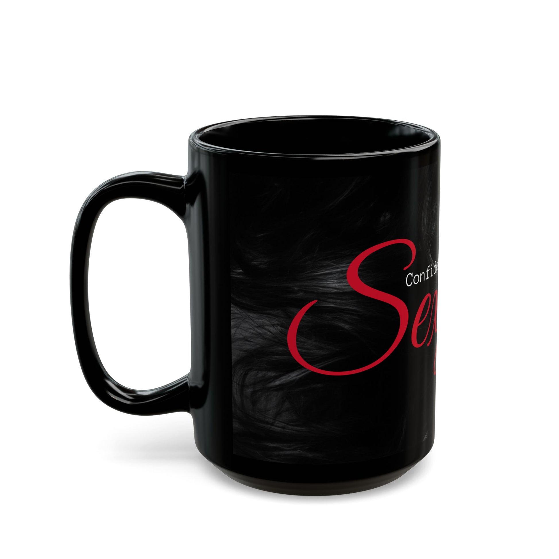 Confidence is Sexy Mug, Empowering Gift for Women, Bold Black Coffee Cup, Red Lips Design, Feminine Self-Love Boss Babe Mug