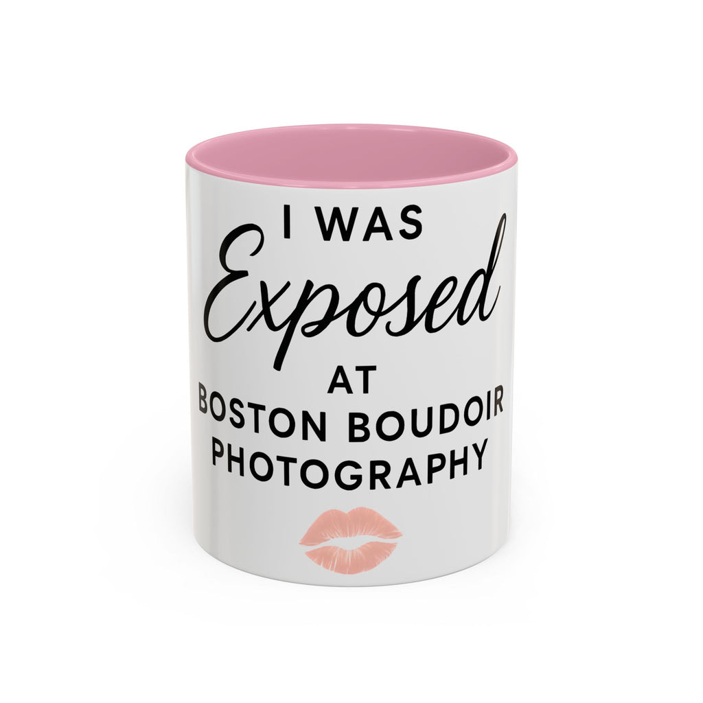 Fun Photography Mug for Boudoir Lovers, Gift for Photographers, Cute Coffee Cup, Black Handle, Exposed at Boston Boudoir