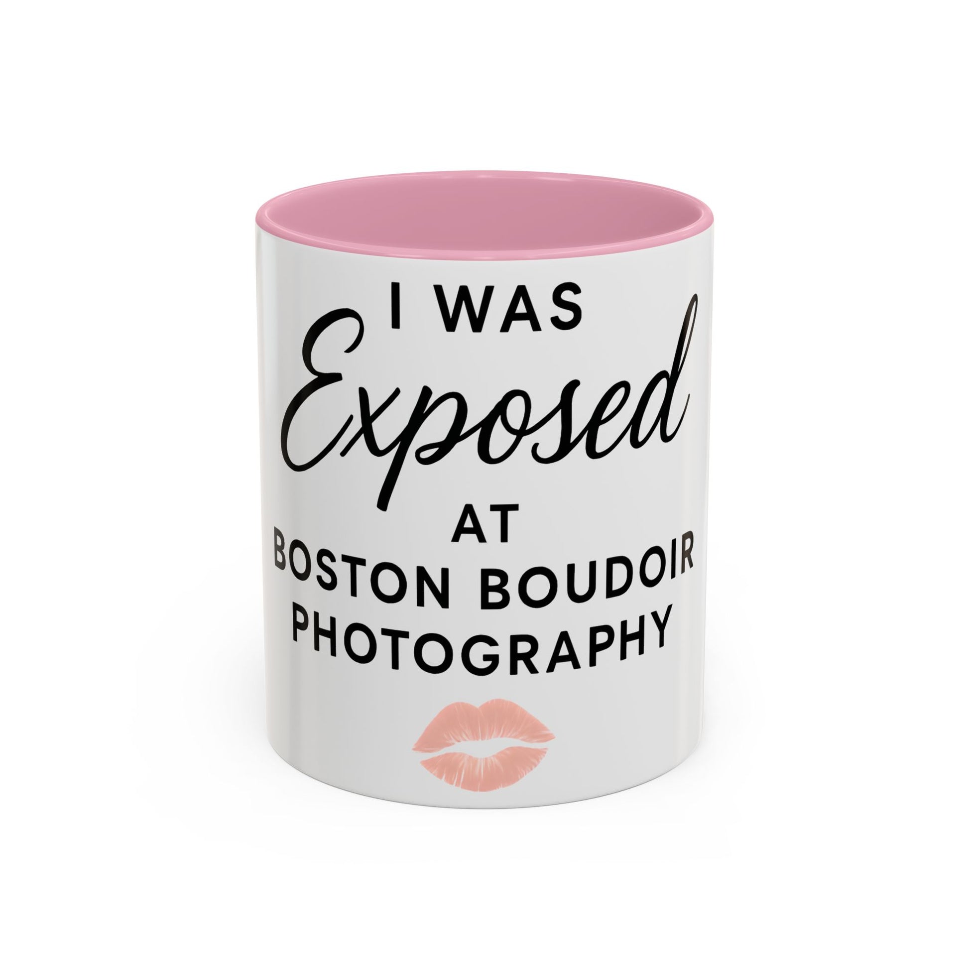 Fun Photography Mug for Boudoir Lovers, Gift for Photographers, Cute Coffee Cup, Black Handle, Exposed at Boston Boudoir