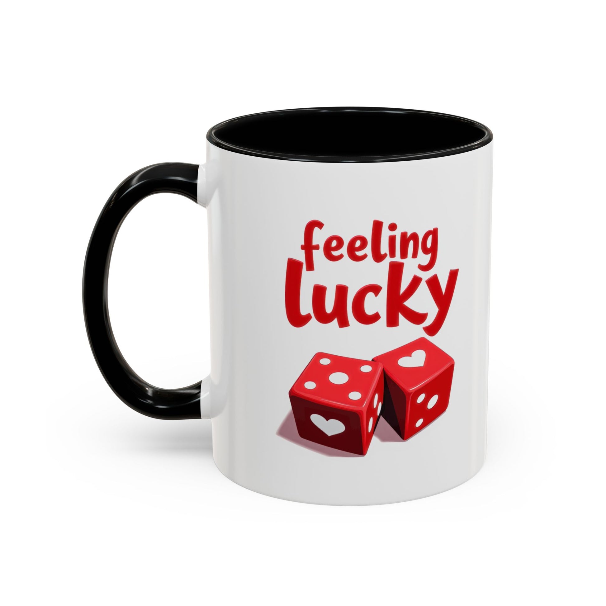 Feeling Lucky Mug, Funny Coffee Cup with Dice Design,  Date Night Mug, Fun Adult Humor
