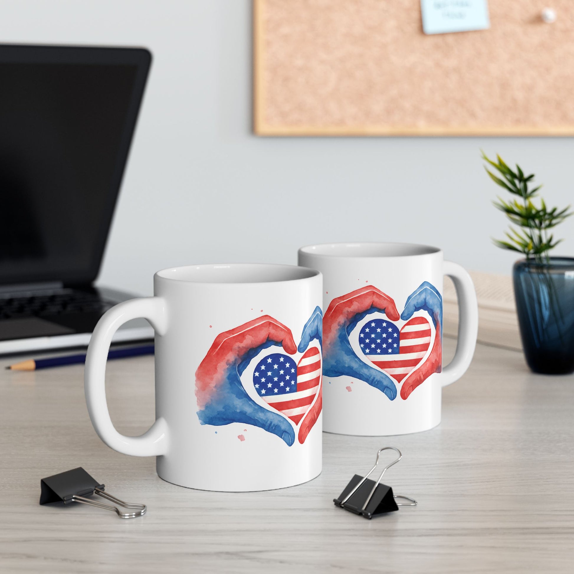 Patriotic Ceramic Mug - USA & Korea Design, Coffee Cup, Gift for Veterans, Birthday Present, Home Décor