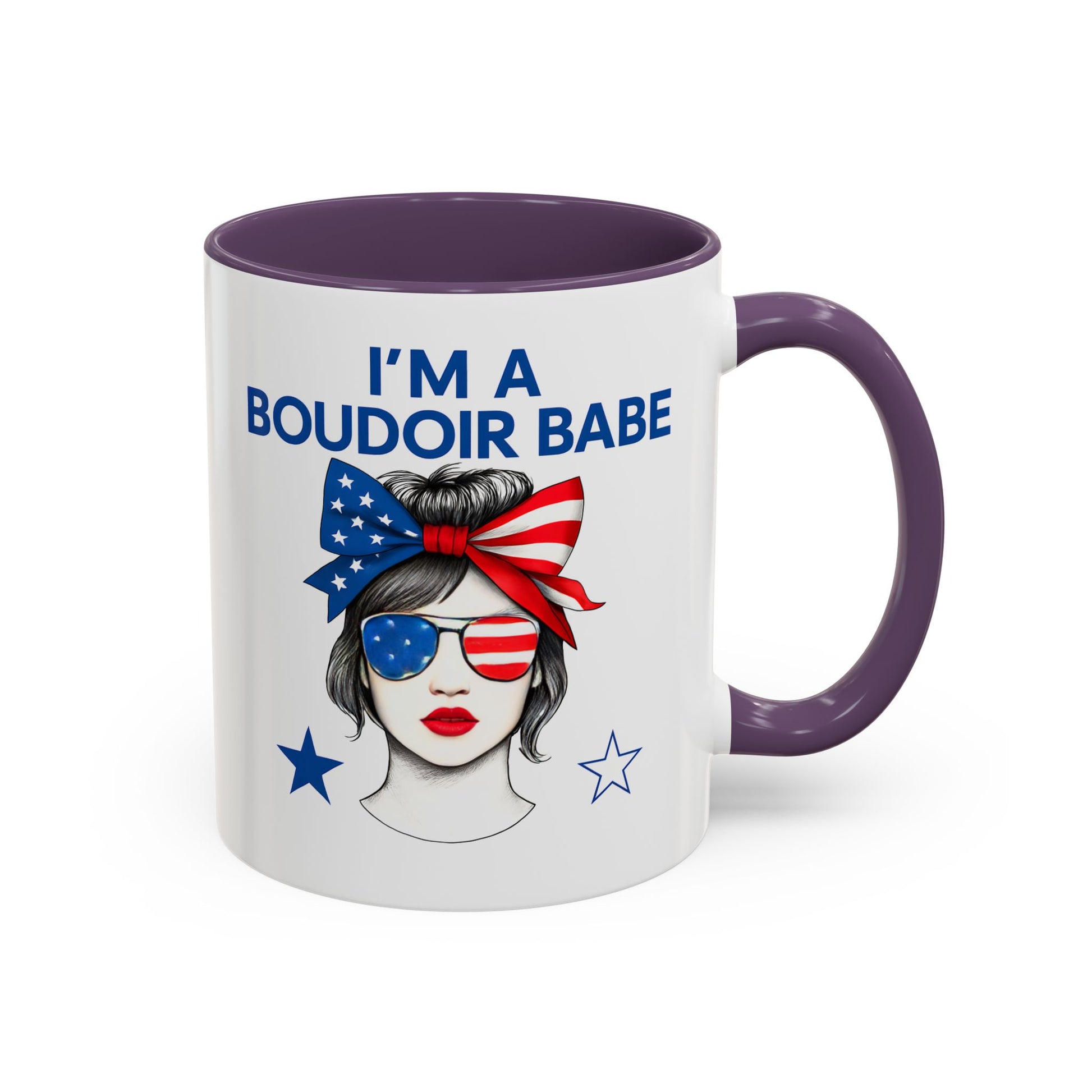 Boudoir Babe Coffee Mug, Fun Gift for Her, USA Themed Drinkware, Perfect for Birthdays or Celebrations, Unique Home Decor
