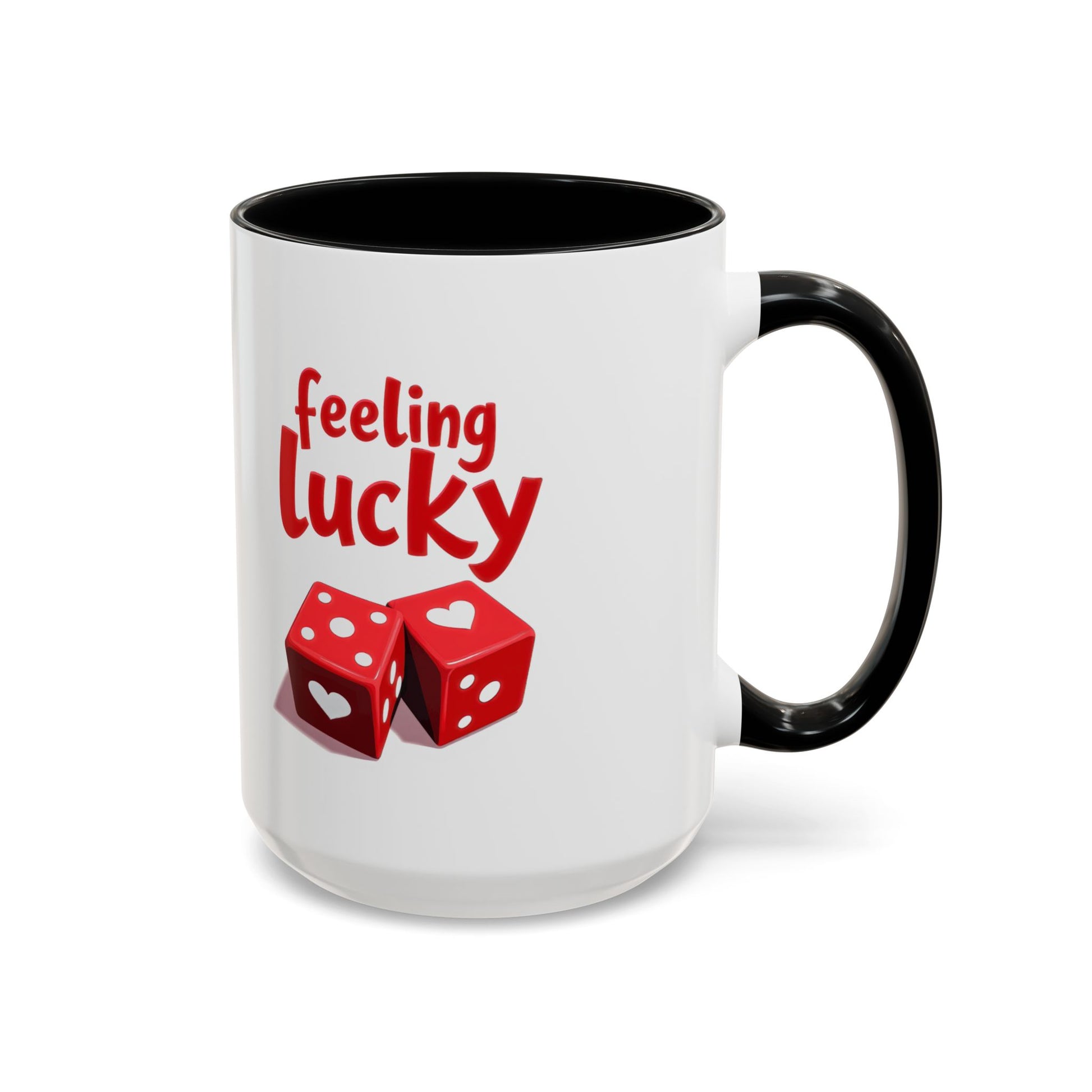 Feeling Lucky Mug, Funny Coffee Cup with Dice Design,  Date Night Mug, Fun Adult Humor
