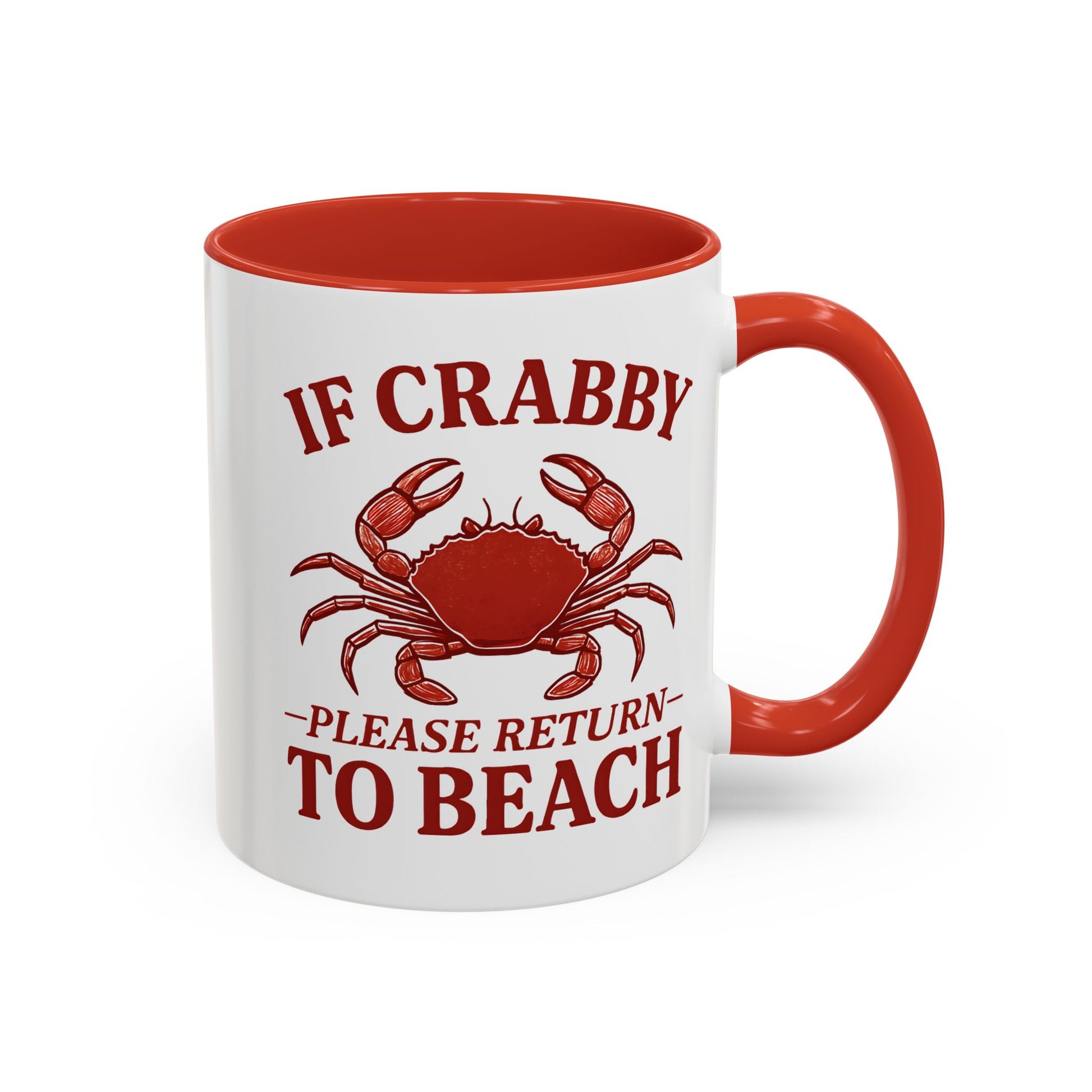 If Crabby Please Return to Beach Coffee Mug, Funny Crab Mug, Beach Lover Gift, Ocean Theme Mug, Sea Creature Coffee Cup