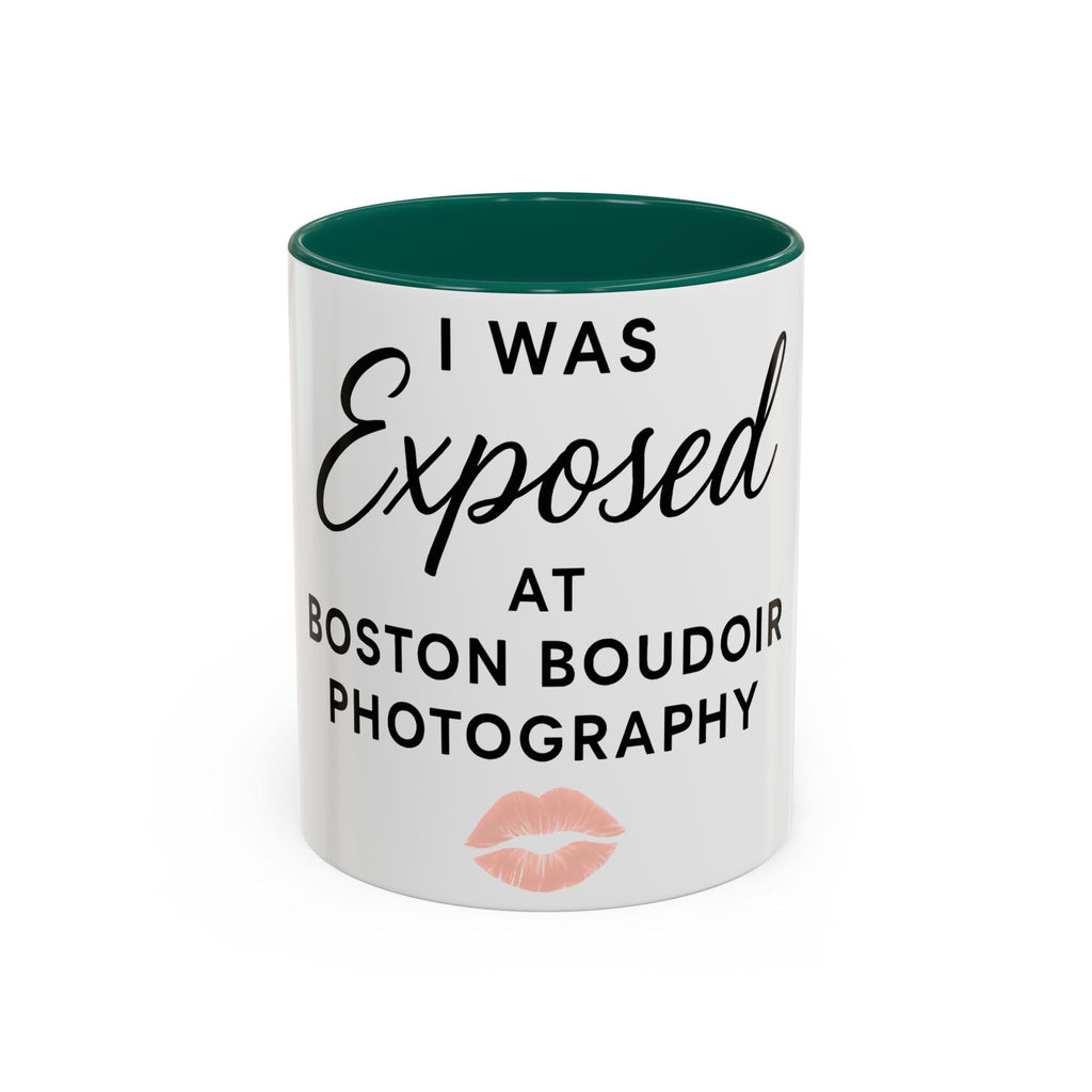 Fun Photography Mug for Boudoir Lovers, Gift for Photographers, Cute Coffee Cup, Black Handle, Exposed at Boston Boudoir