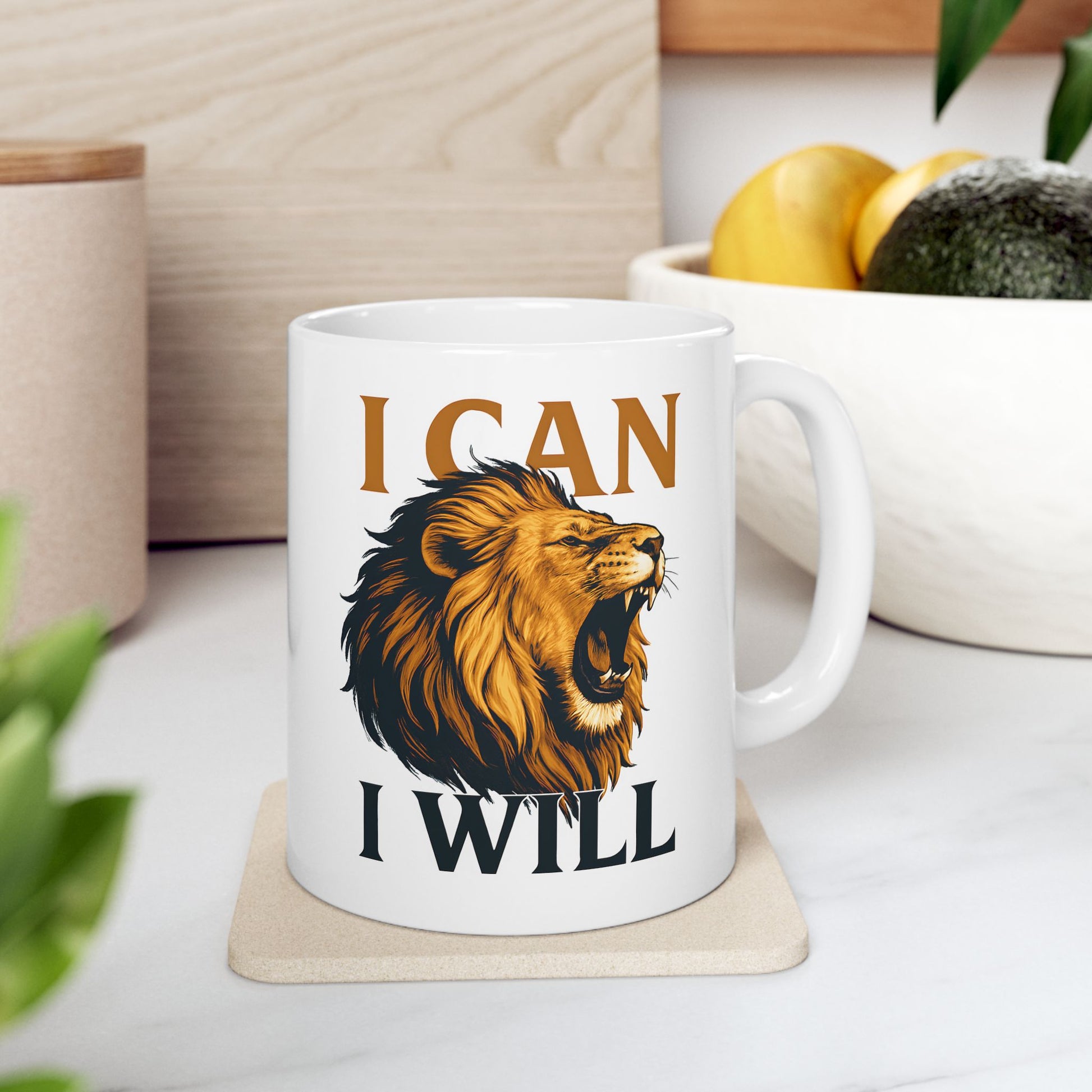 Inspirational Lion Ceramic Mug for Coffee Lovers, Motivational Gift, Animal Lover Mug, Unique Home Decor, Perfect for Birthdays