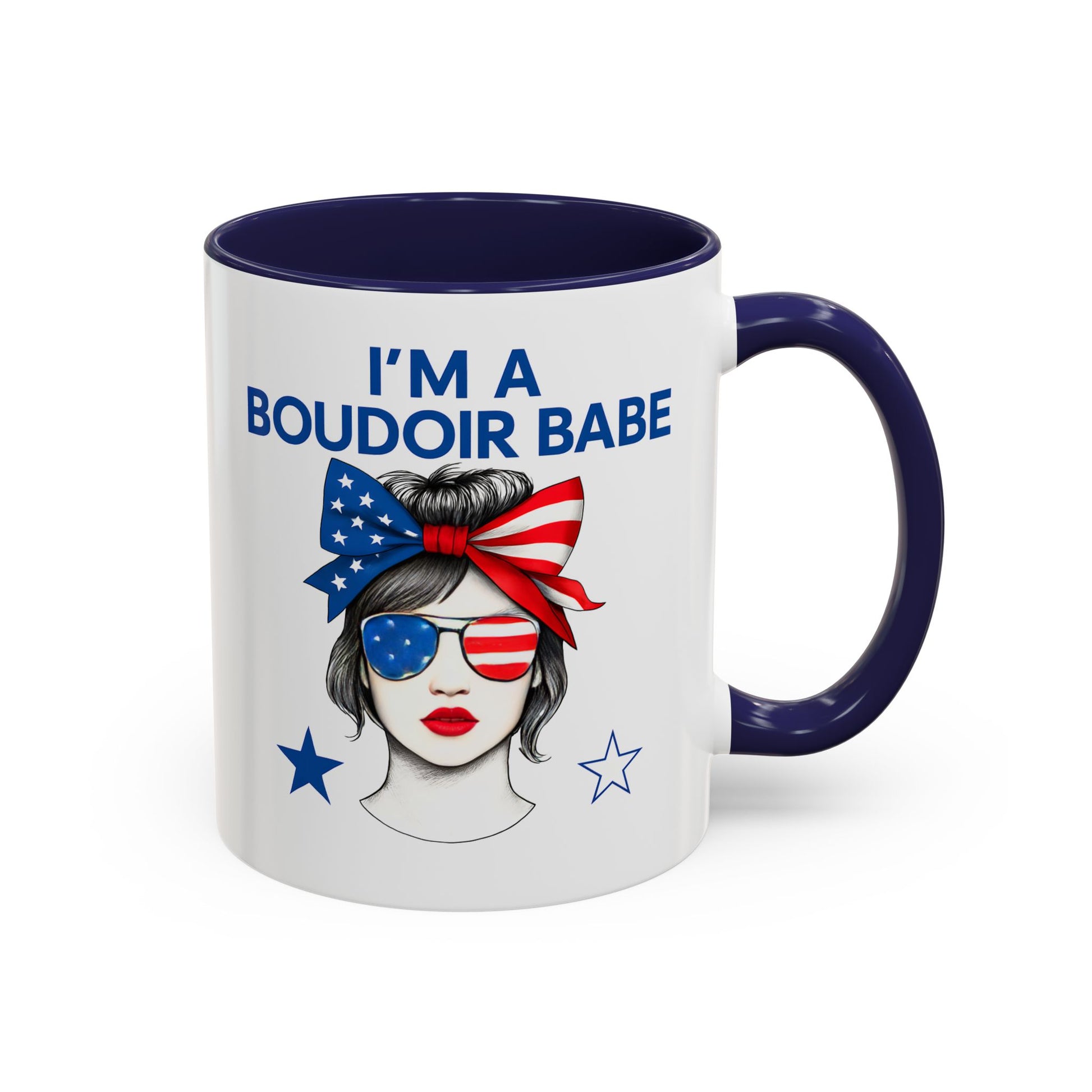 Boudoir Babe Coffee Mug, Fun Gift for Her, USA Themed Drinkware, Perfect for Birthdays or Celebrations, Unique Home Decor