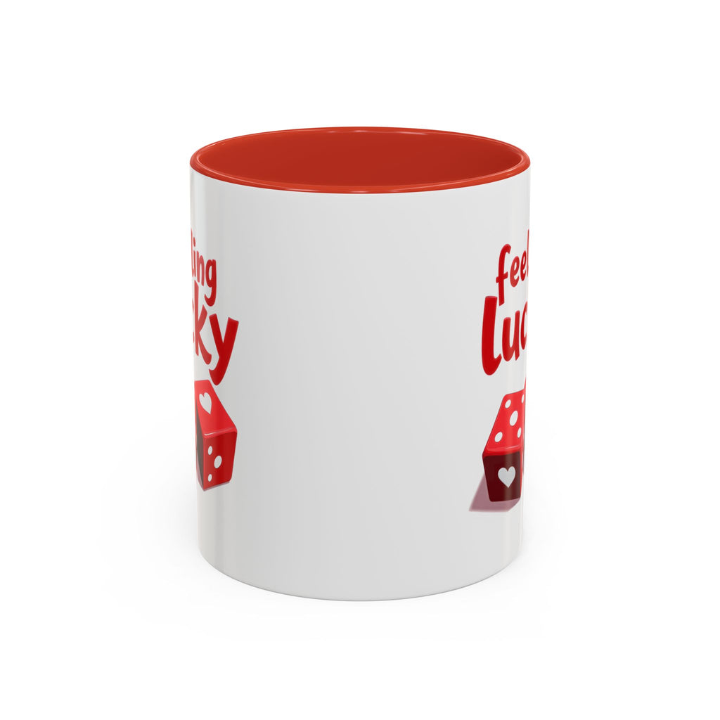 Feeling Lucky Mug, Funny Coffee Cup with Dice Design,  Date Night Mug, Fun Adult Humor