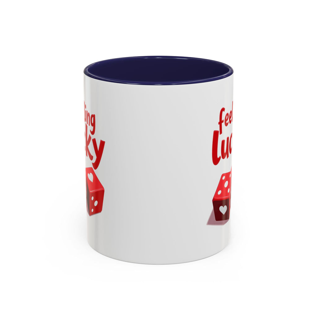 Feeling Lucky Mug, Funny Coffee Cup with Dice Design,  Date Night Mug, Fun Adult Humor