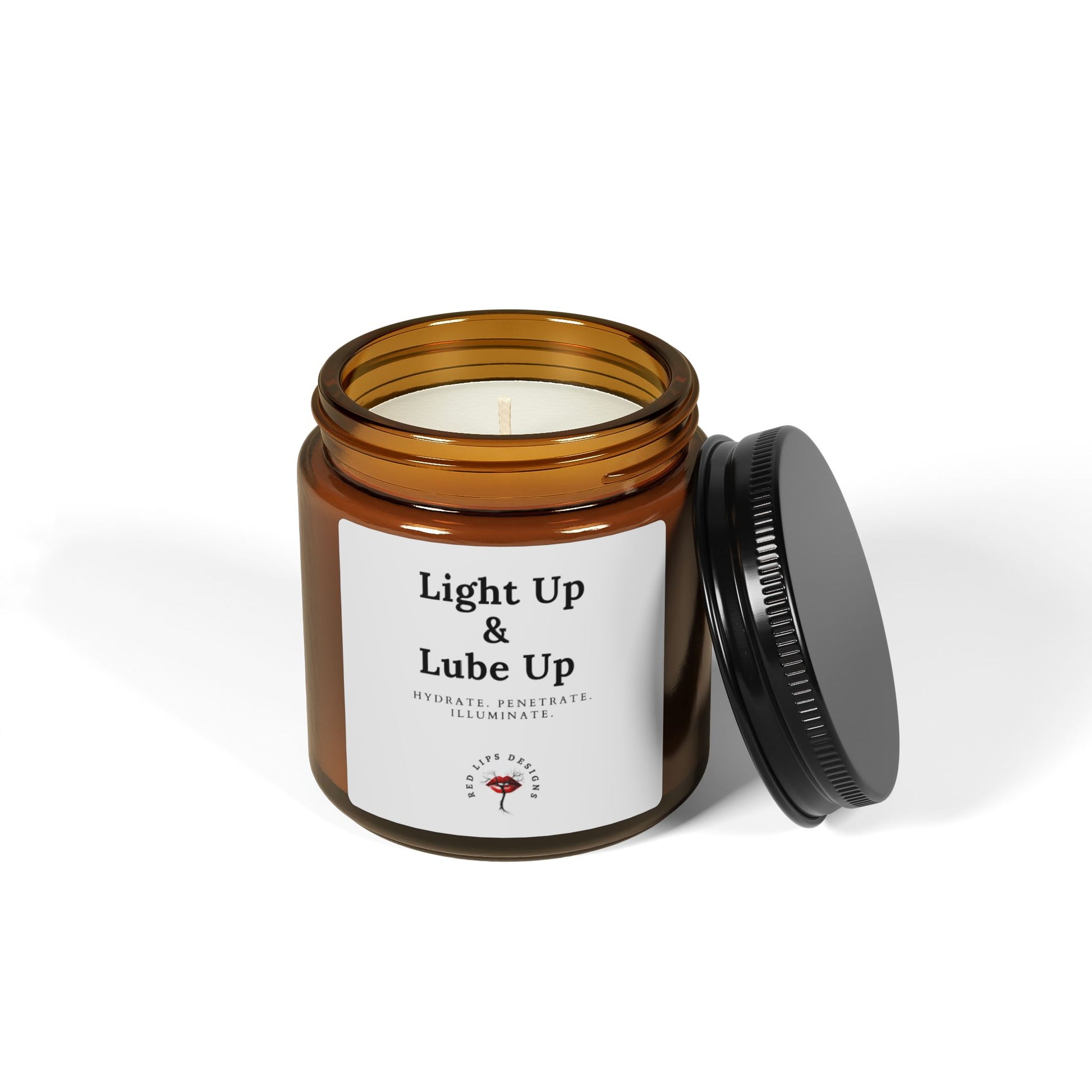 Scented Soy Candle - Relaxing Amber Jar, Aromatherapy Gift, Home Decor, Self-Care, Birthday, Special Occasions, Light Up & Lube Up