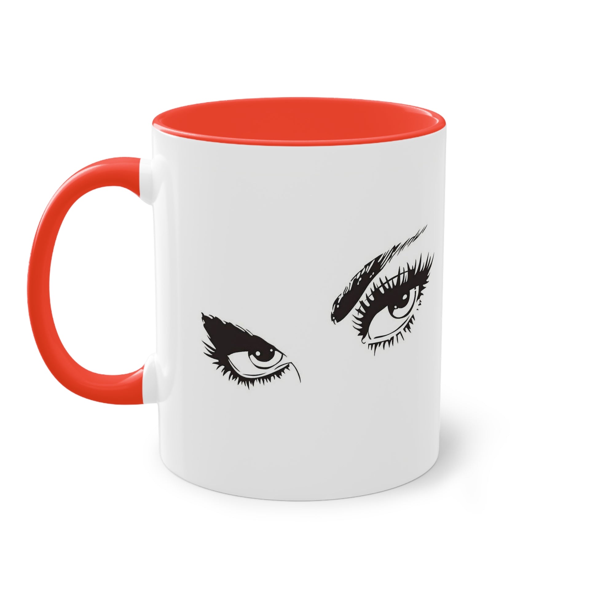 Fierce Eyes Mug, Bold Coffee Cup with Sexy Gaze Design, Glam Gift for Her, Red and White Mug, Empowered Woman Art Mug