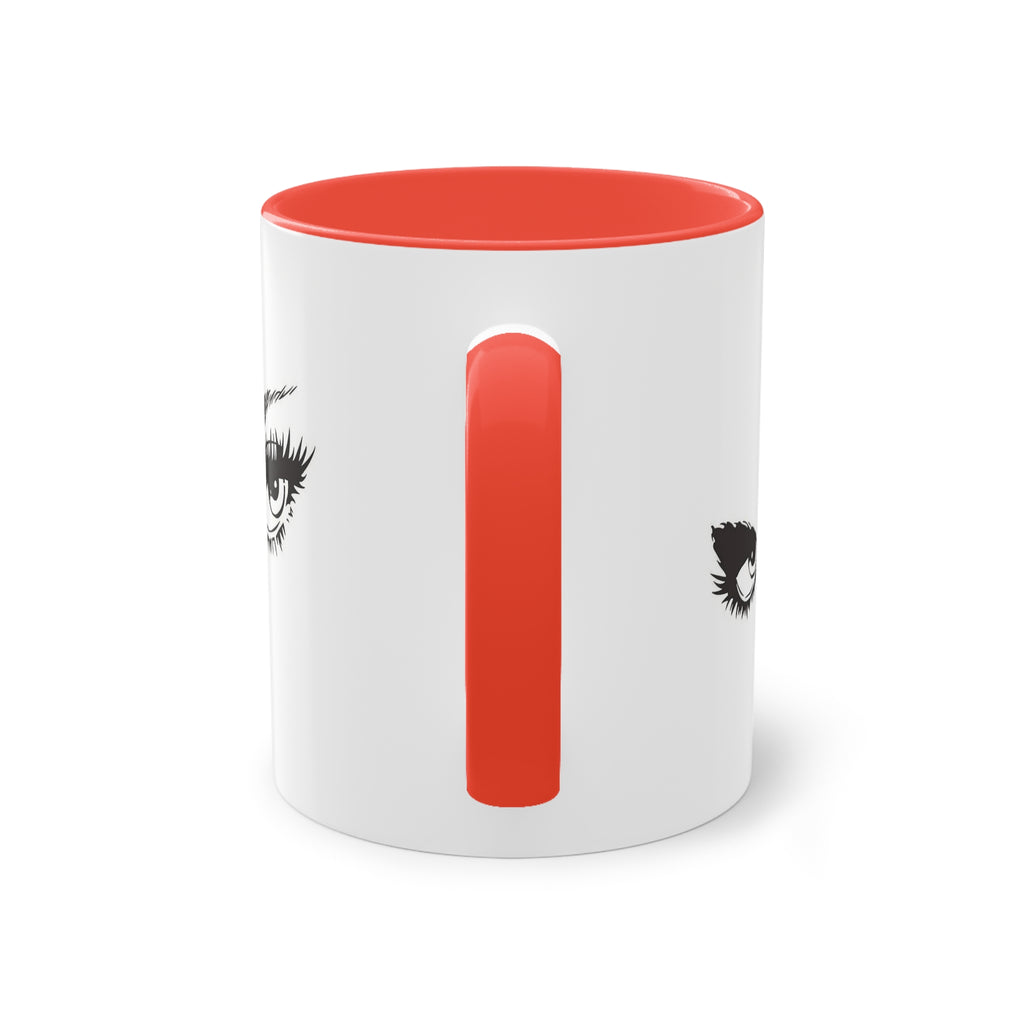 Fierce Eyes Mug, Bold Coffee Cup with Sexy Gaze Design, Glam Gift for Her, Red and White Mug, Empowered Woman Art Mug