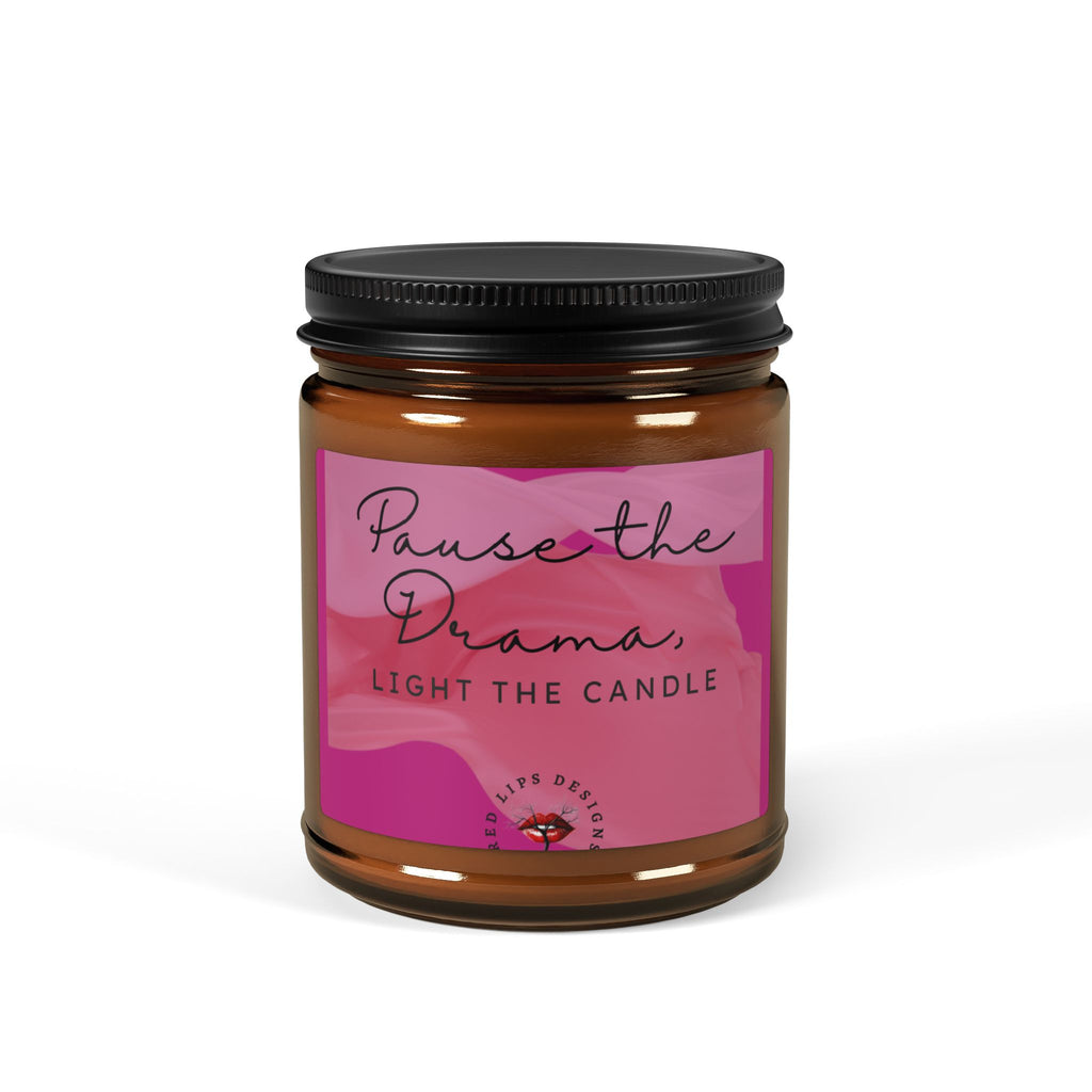 Pause the Drama Candle, Funny Self Care Gift for Women, Aromatherapy Candle for Stress Relief, Sassy Soy Jar from Red Lips Designs