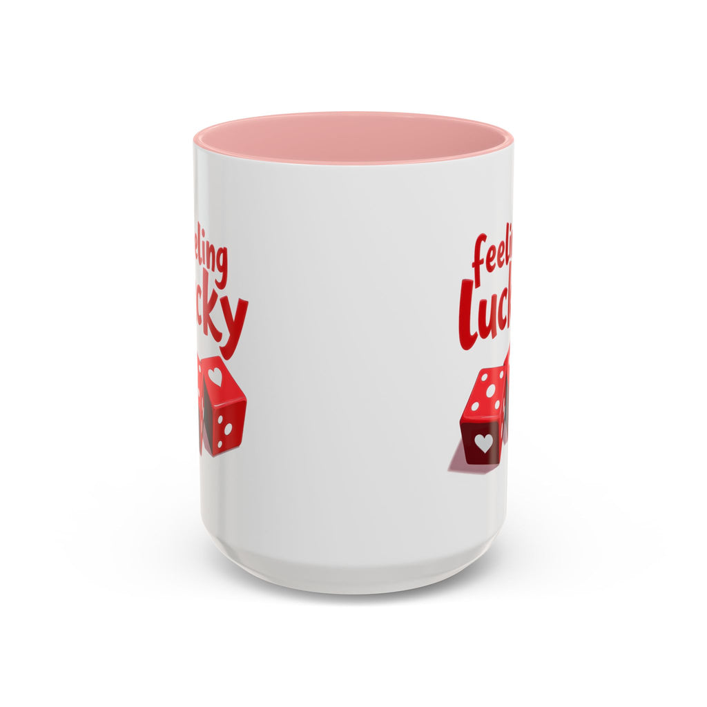Feeling Lucky Mug, Funny Coffee Cup with Dice Design,  Date Night Mug, Fun Adult Humor