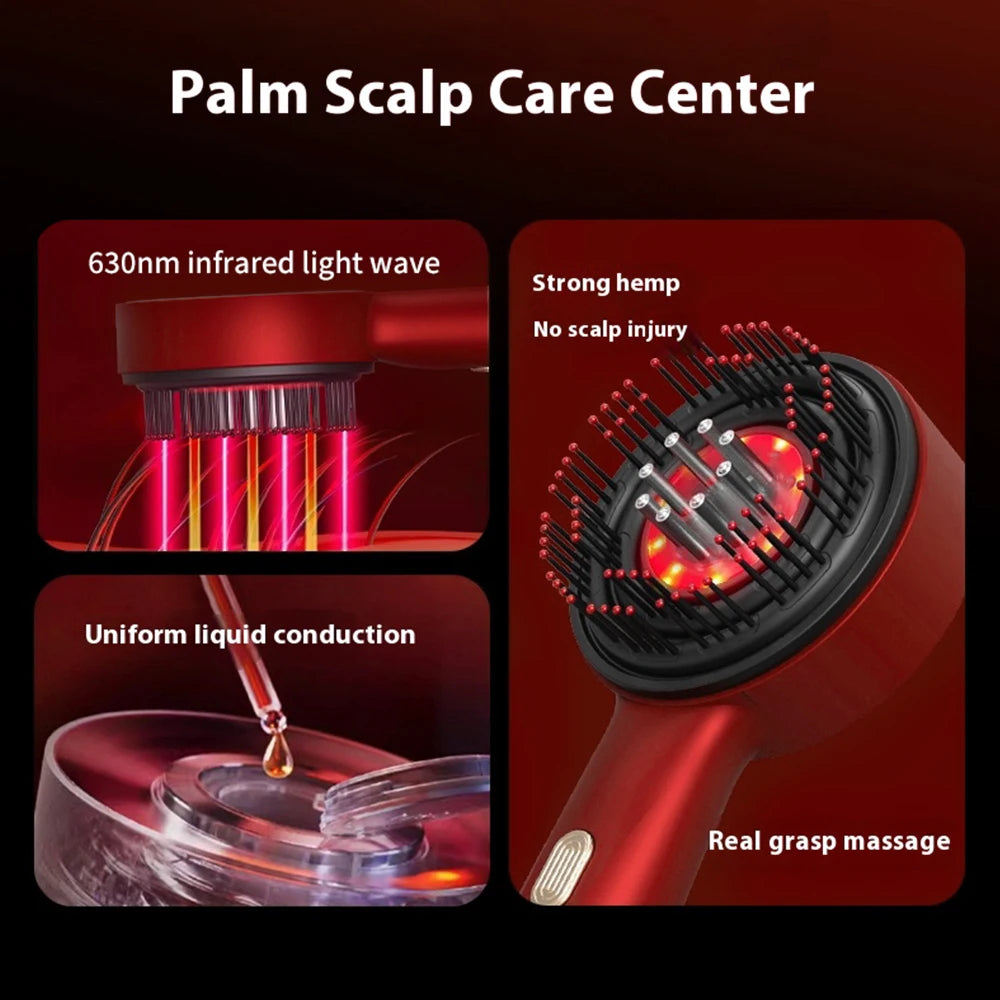 Electric massage comb household scalp liquid guide comb red light anti-hair loss hair care hair care comb multi-function massage comb with essential oil