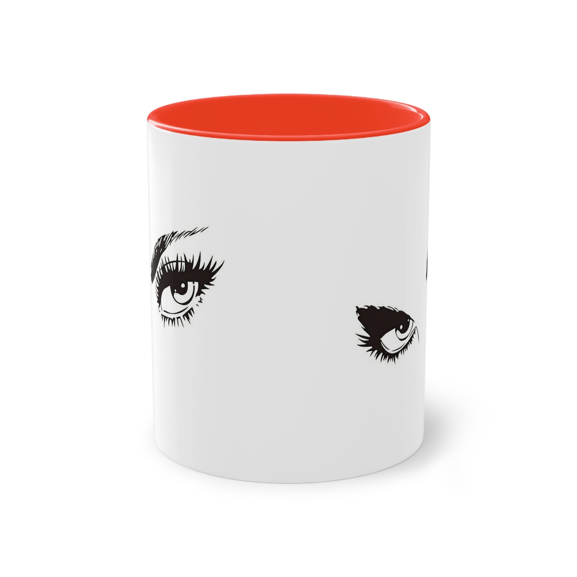 Fierce Eyes Mug, Bold Coffee Cup with Sexy Gaze Design, Glam Gift for Her, Red and White Mug, Empowered Woman Art Mug