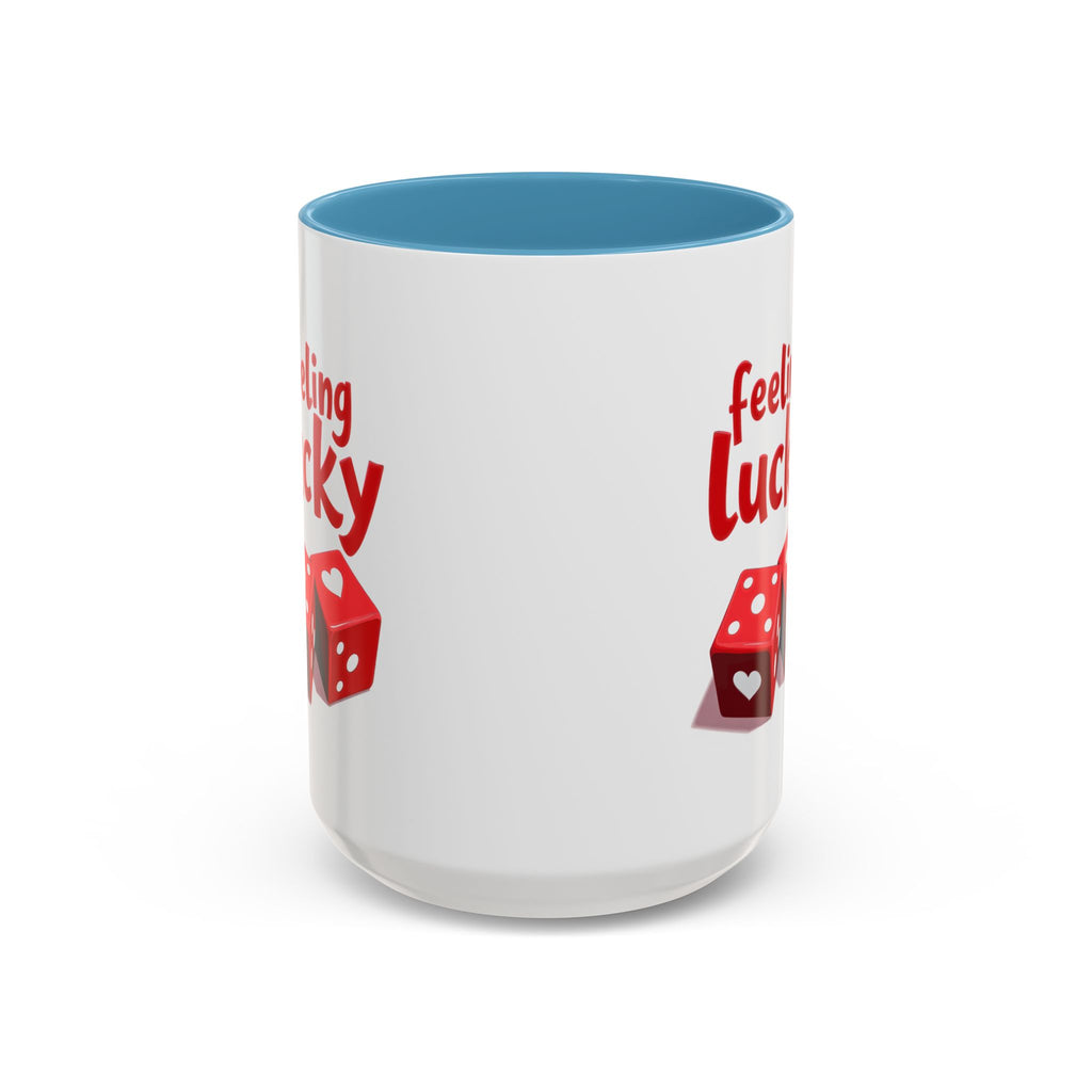 Feeling Lucky Mug, Funny Coffee Cup with Dice Design,  Date Night Mug, Fun Adult Humor