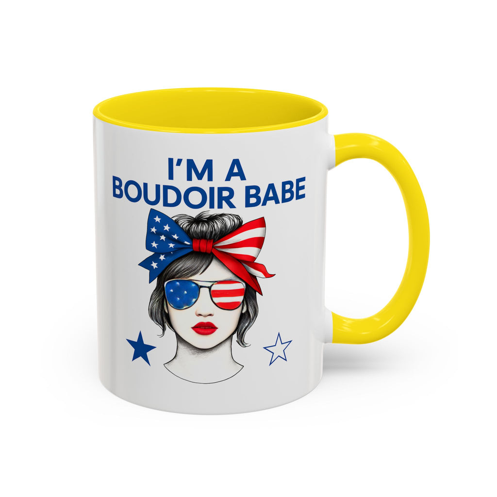 Boudoir Babe Coffee Mug, Fun Gift for Her, USA Themed Drinkware, Perfect for Birthdays or Celebrations, Unique Home Decor