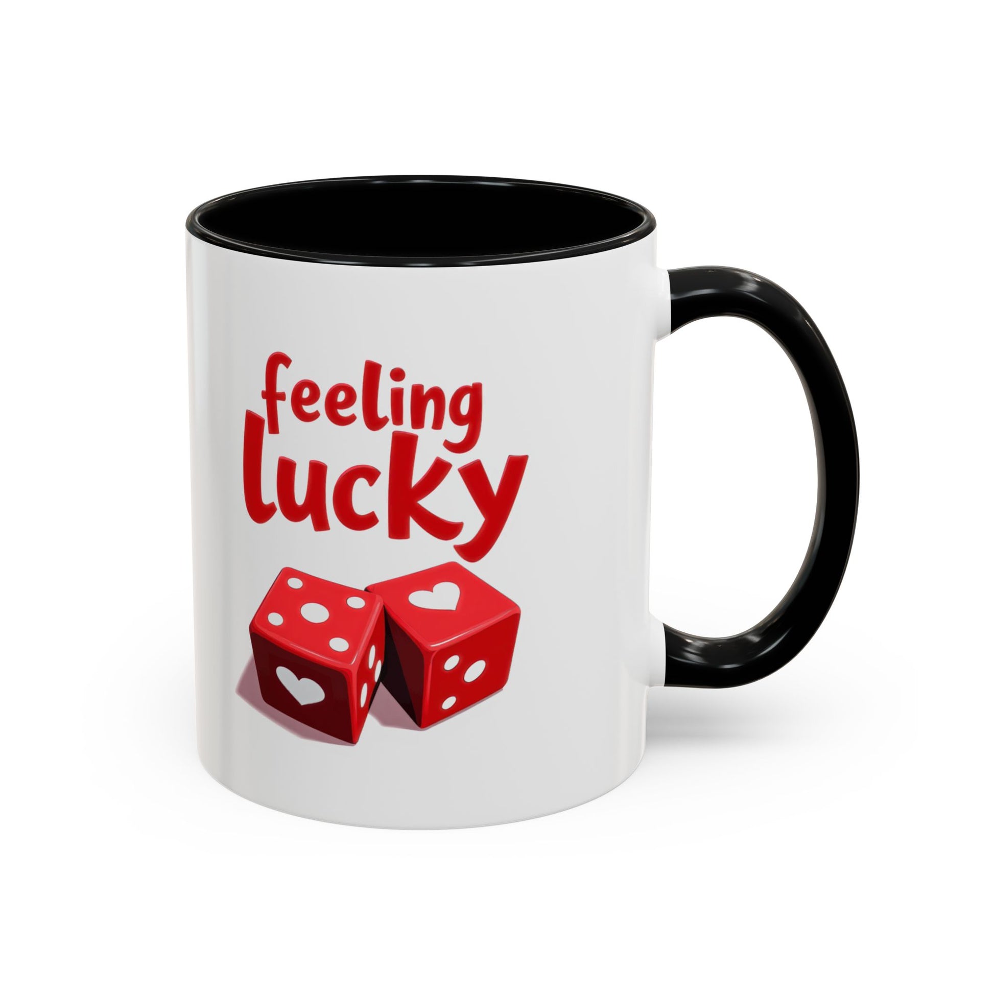 Feeling Lucky Mug, Funny Coffee Cup with Dice Design,  Date Night Mug, Fun Adult Humor