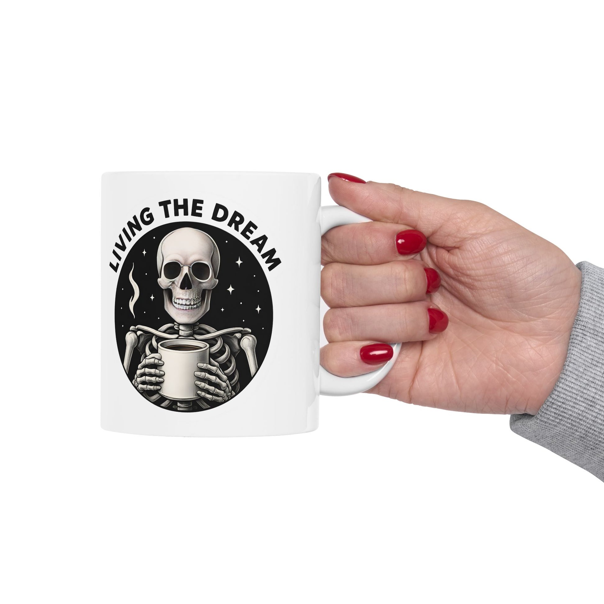 Skeleton Dreamer Ceramic Mug - Cool Gift Idea for Coffee Lovers, Unique Home Decor, Halloween, Fantasy Enthusiasts