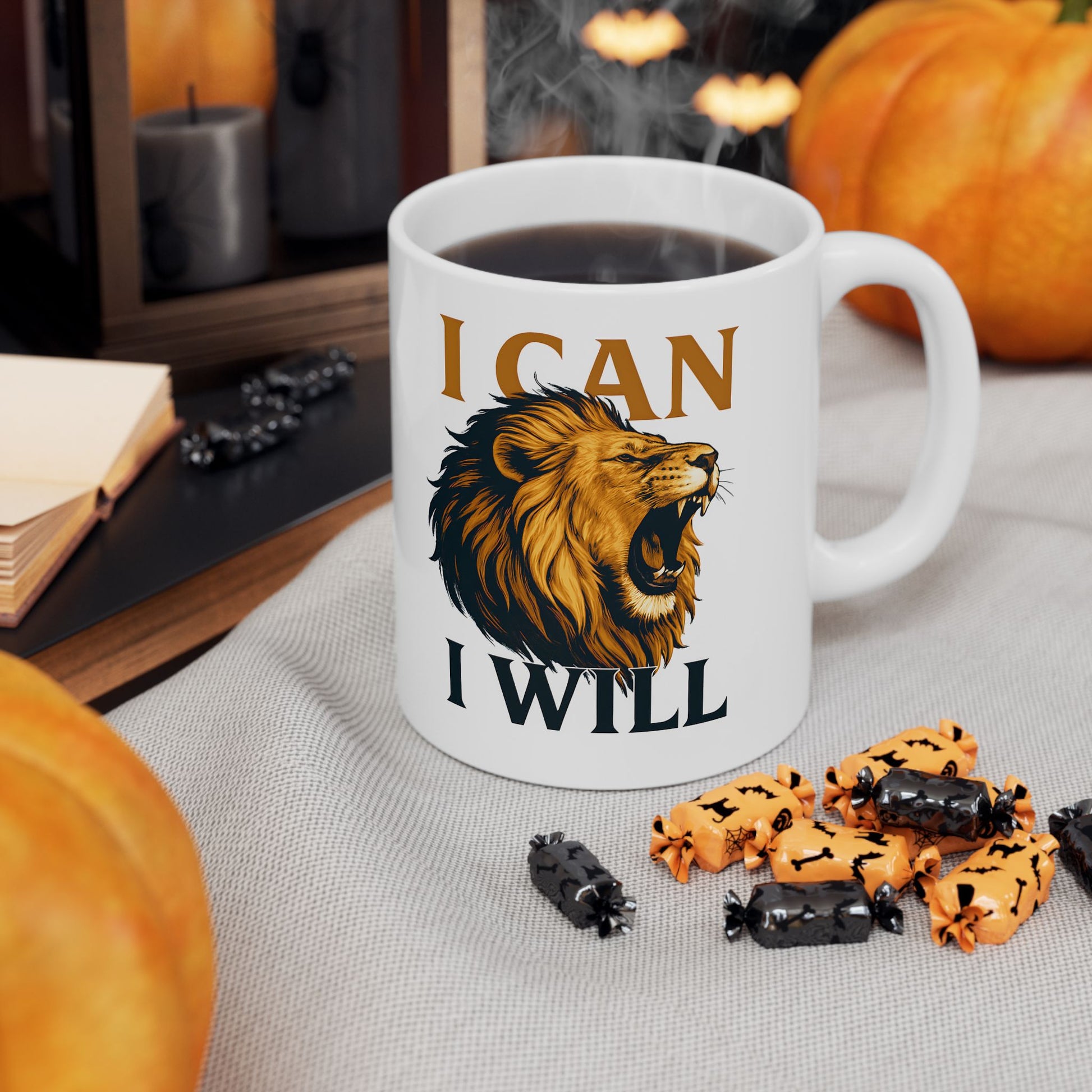 Inspirational Lion Ceramic Mug for Coffee Lovers, Motivational Gift, Animal Lover Mug, Unique Home Decor, Perfect for Birthdays