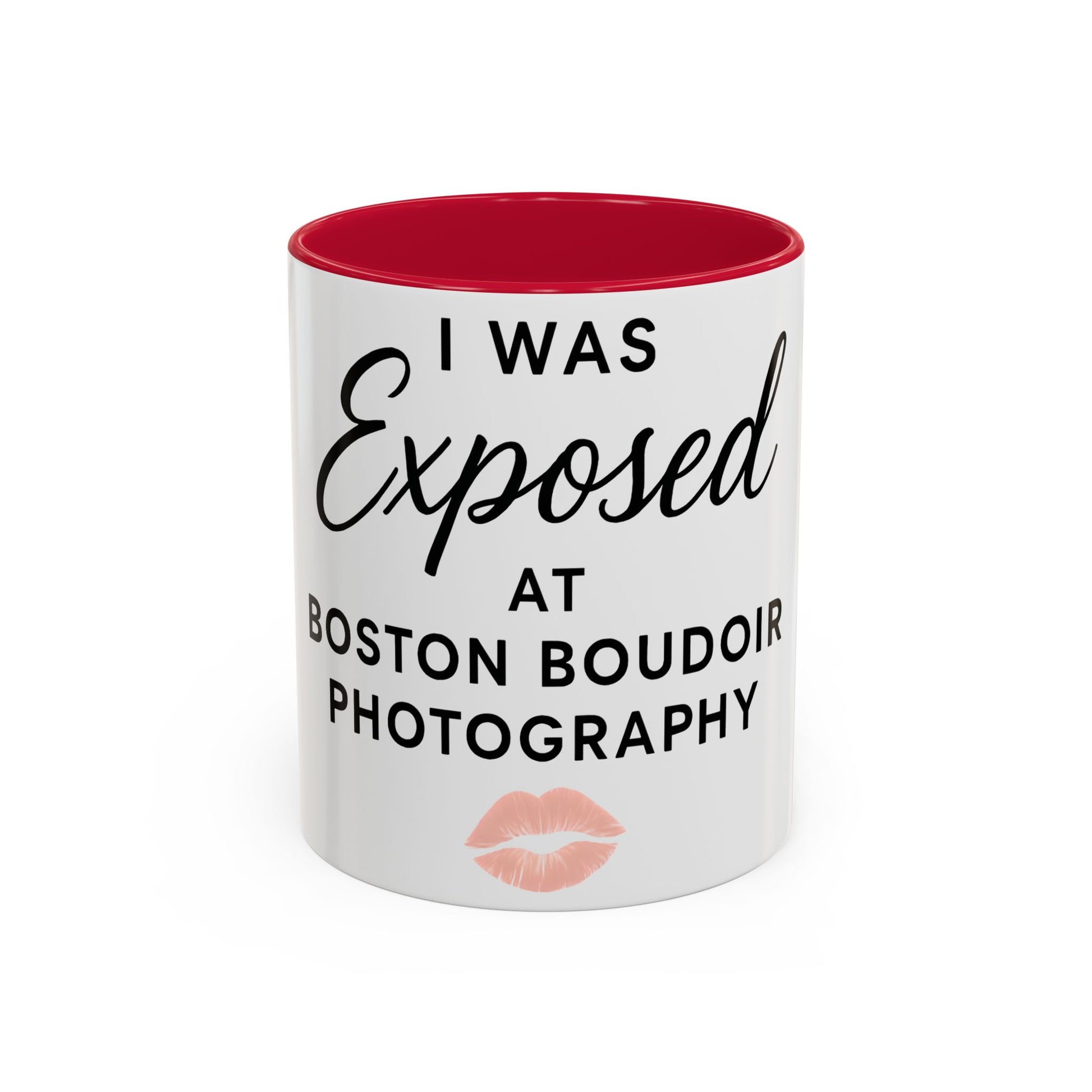 Fun Photography Mug for Boudoir Lovers, Gift for Photographers, Cute Coffee Cup, Black Handle, Exposed at Boston Boudoir