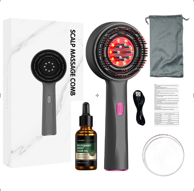 Electric massage comb household scalp liquid guide comb red light anti-hair loss hair care hair care comb multi-function massage comb with essential oil