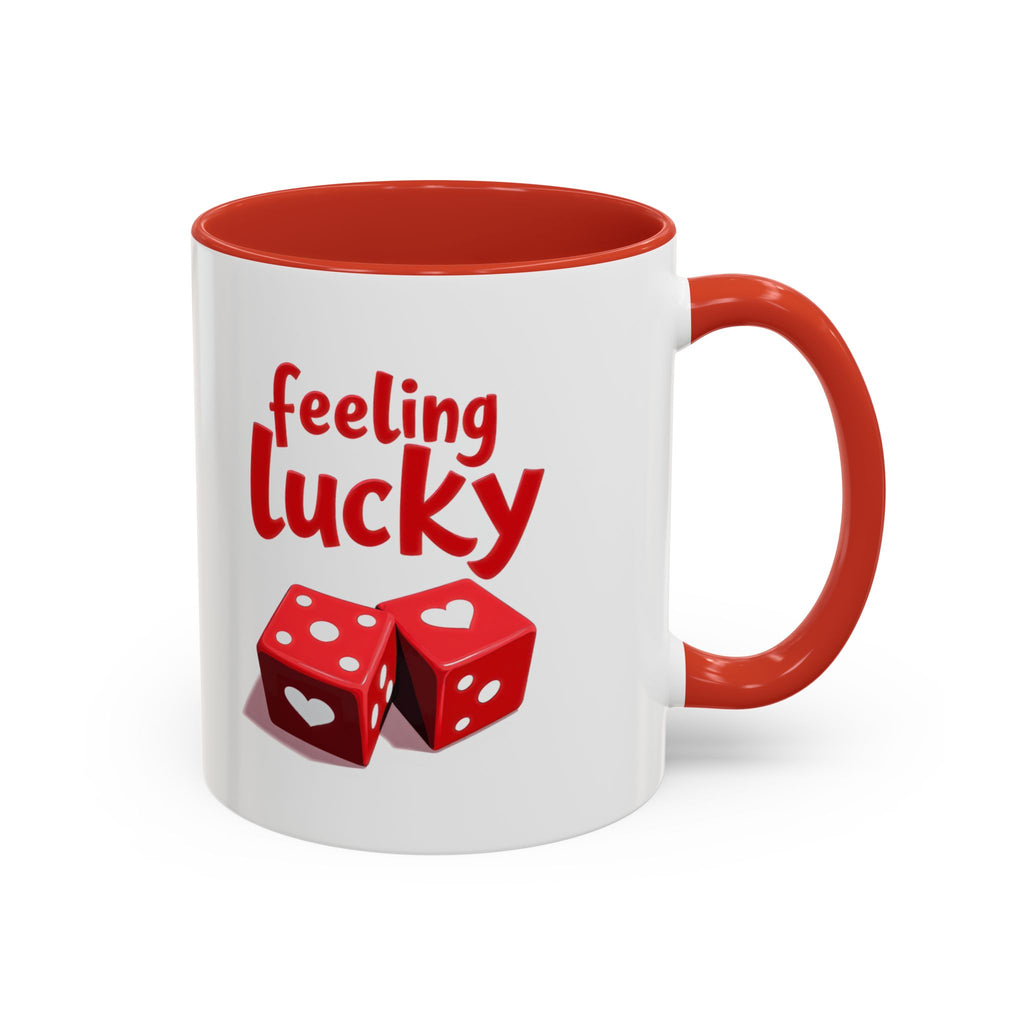Feeling Lucky Mug, Funny Coffee Cup with Dice Design,  Date Night Mug, Fun Adult Humor