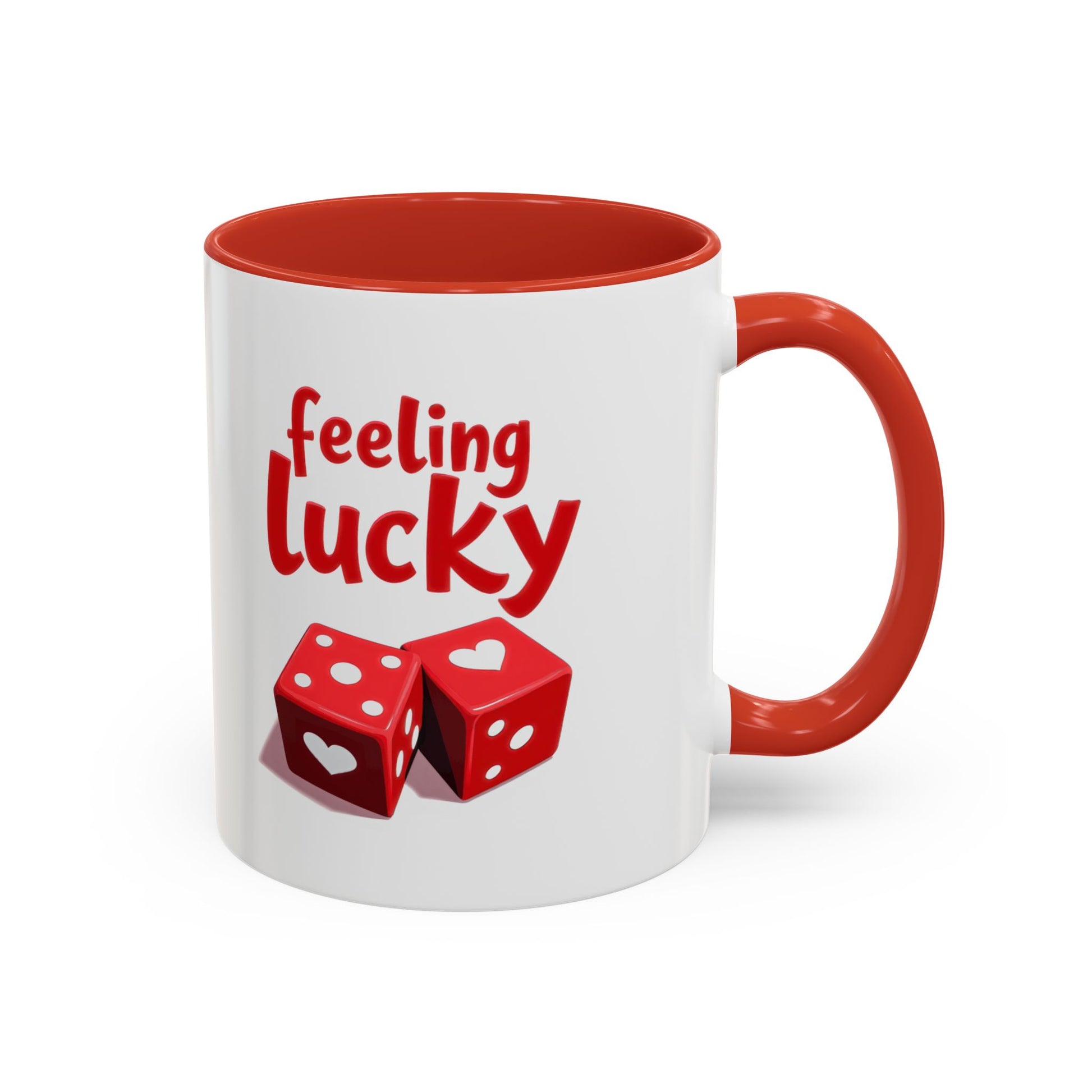 Feeling Lucky Mug, Funny Coffee Cup with Dice Design,  Date Night Mug, Fun Adult Humor