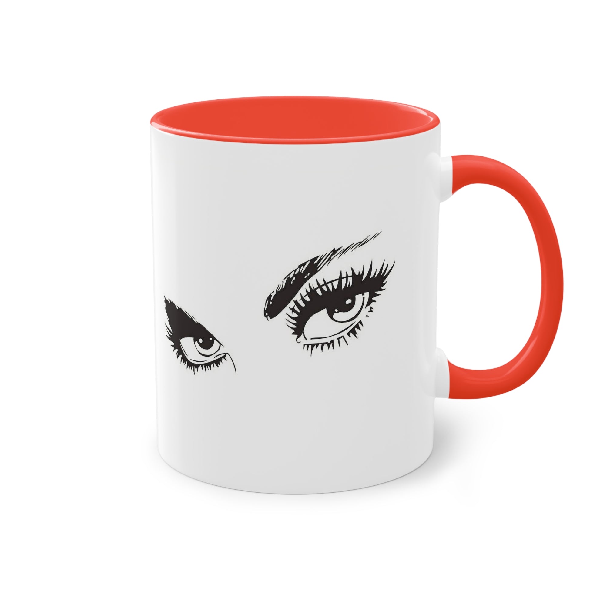 Fierce Eyes Mug, Bold Coffee Cup with Sexy Gaze Design, Glam Gift for Her, Red and White Mug, Empowered Woman Art Mug