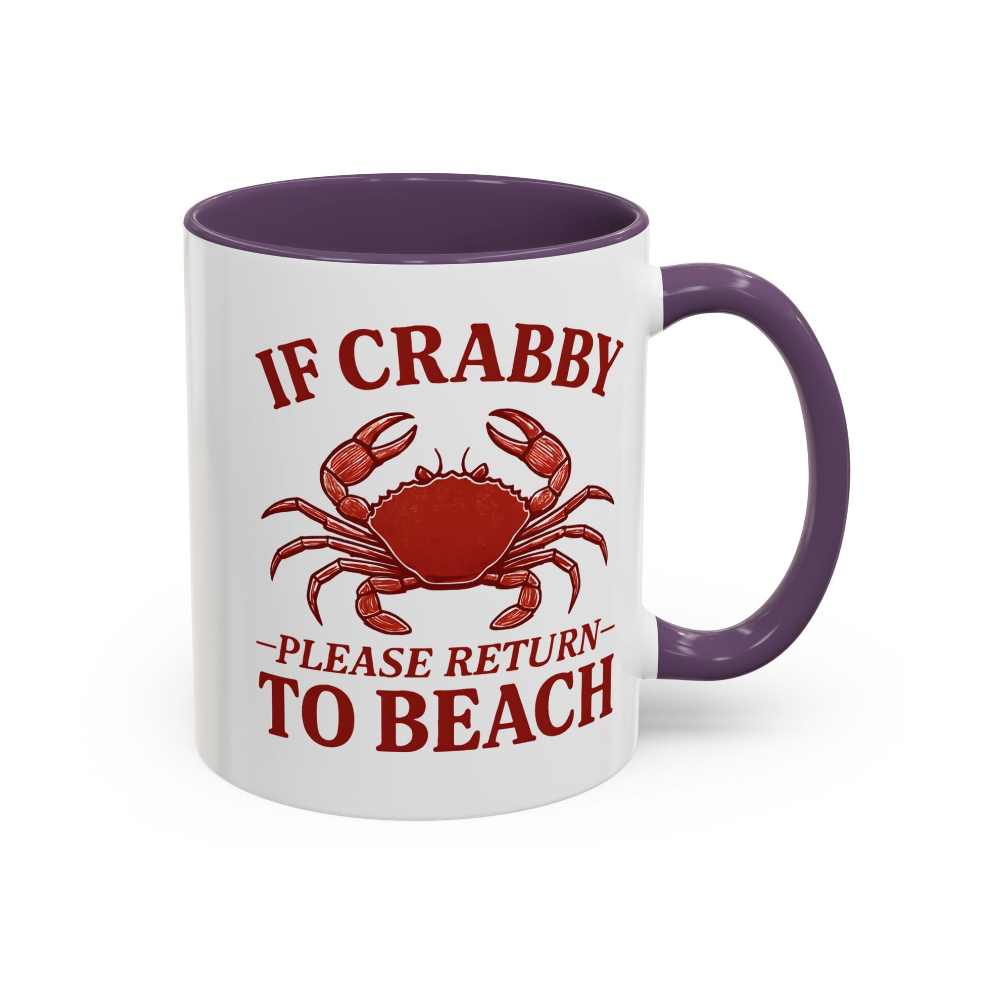 If Crabby Please Return to Beach Coffee Mug, Funny Crab Mug, Beach Lover Gift, Ocean Theme Mug, Sea Creature Coffee Cup