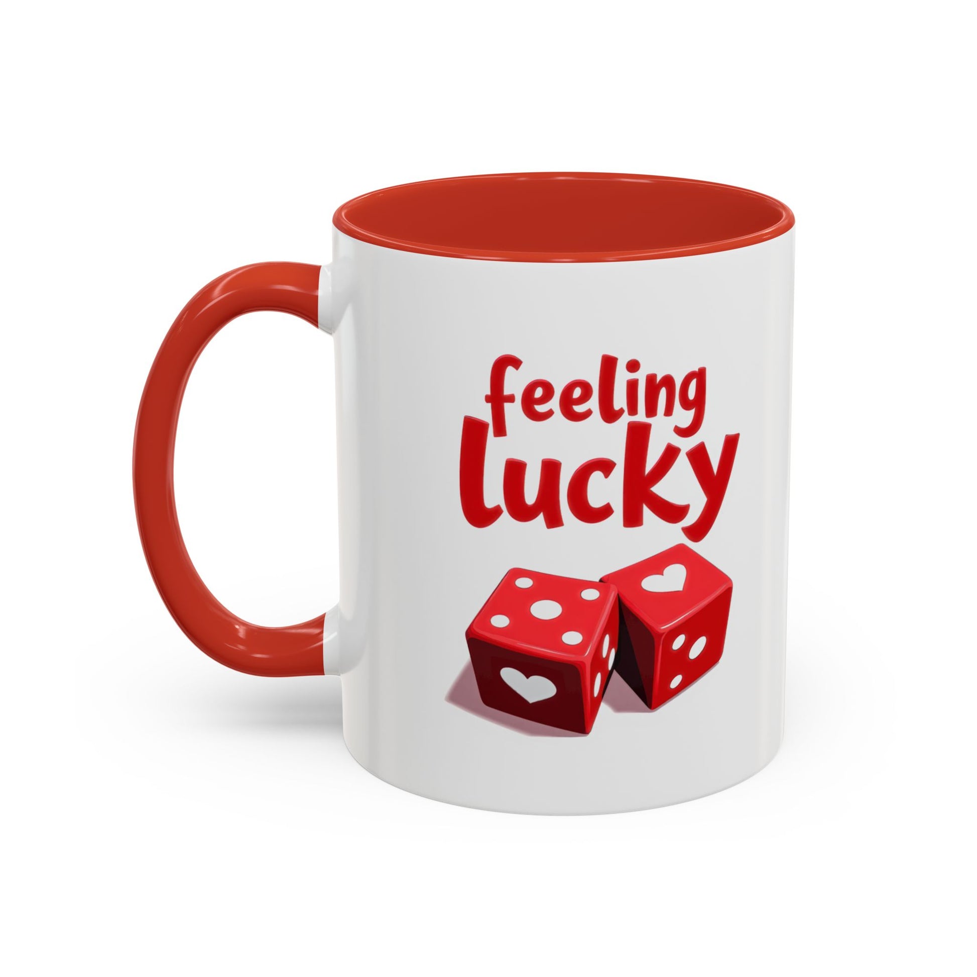 Feeling Lucky Mug, Funny Coffee Cup with Dice Design,  Date Night Mug, Fun Adult Humor