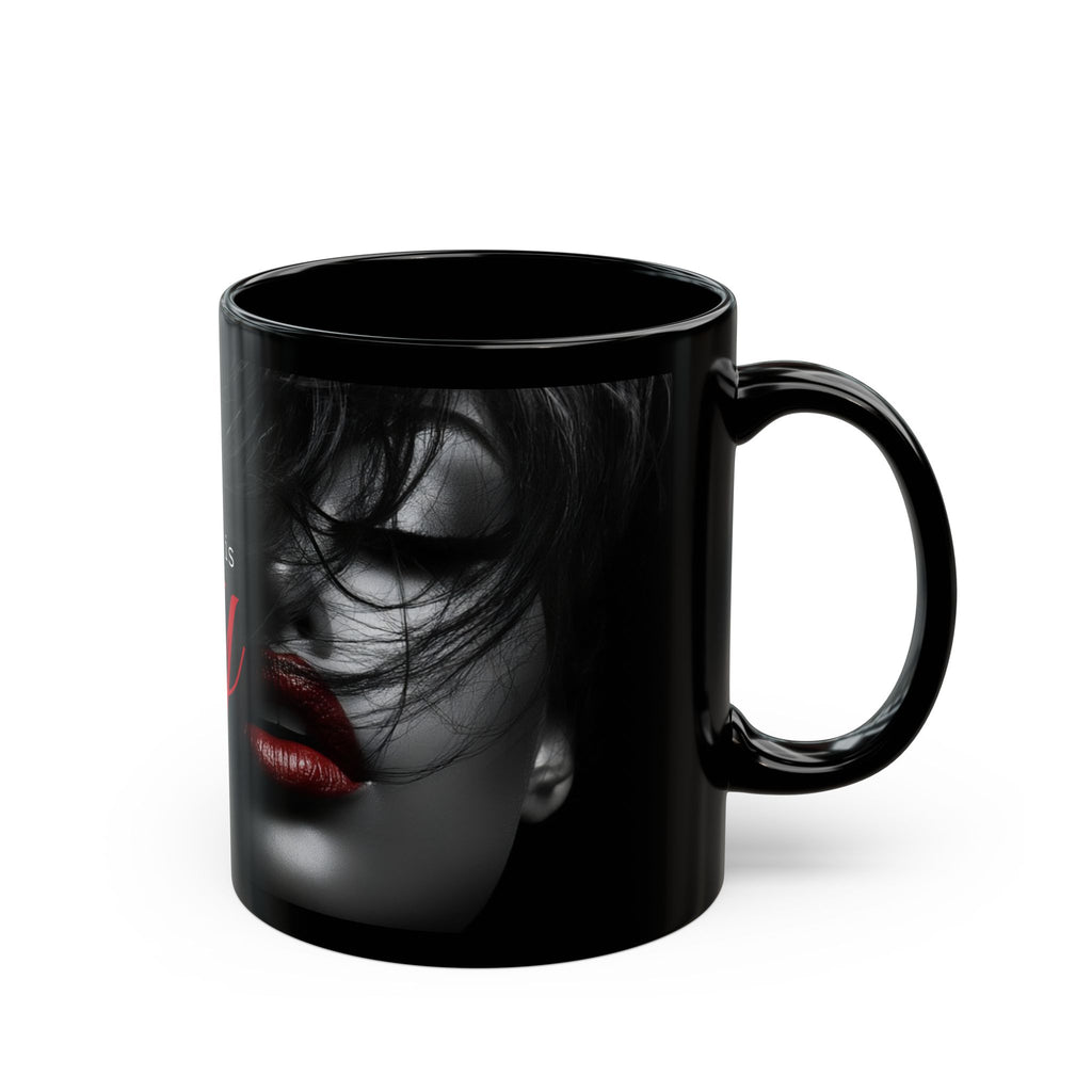 Confidence is Sexy Mug, Empowering Gift for Women, Bold Black Coffee Cup, Red Lips Design, Feminine Self-Love Boss Babe Mug