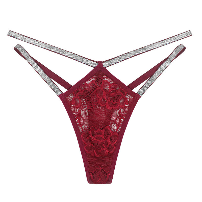 Double thin belt low waist European and American thong women's lace underwear