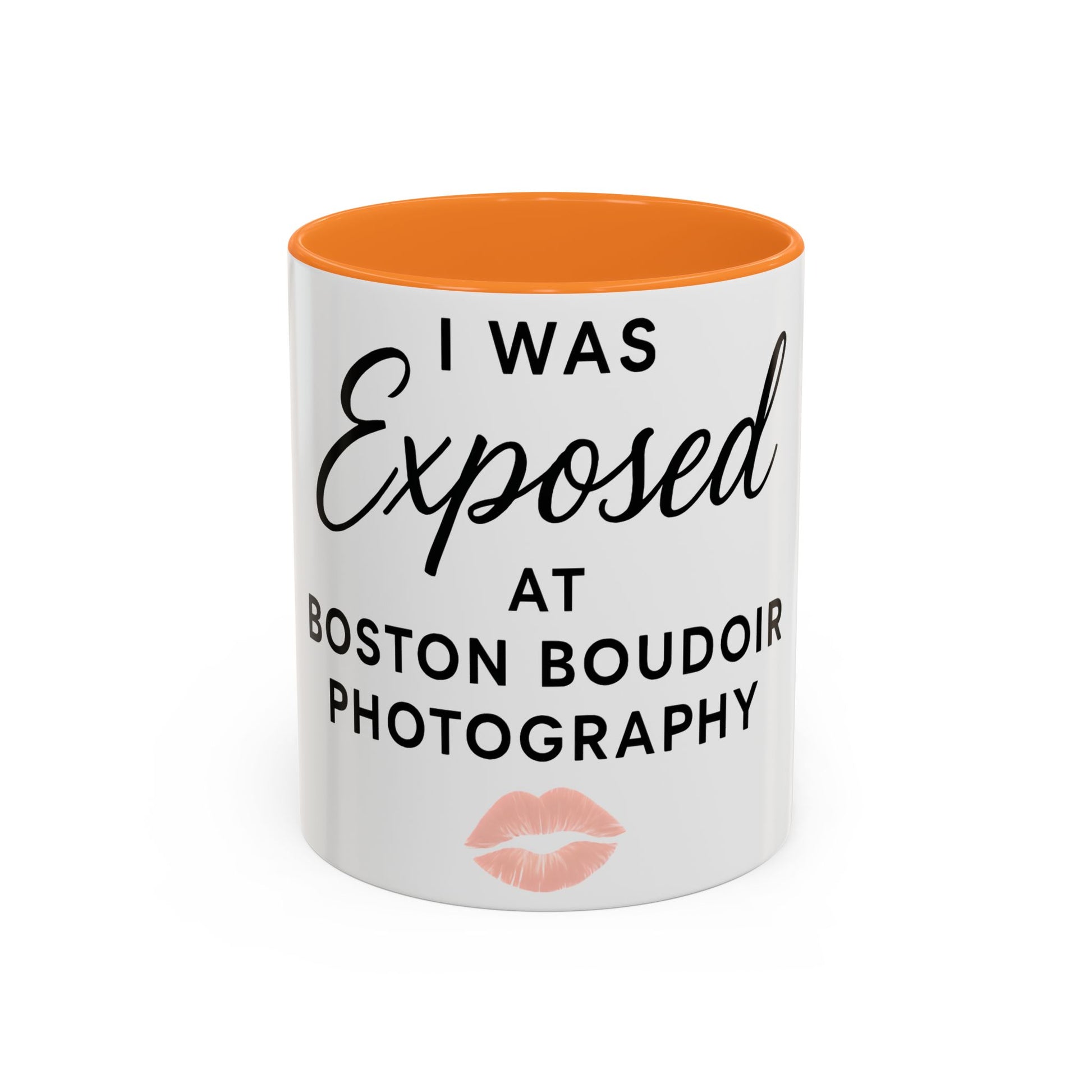 Fun Photography Mug for Boudoir Lovers, Gift for Photographers, Cute Coffee Cup, Black Handle, Exposed at Boston Boudoir