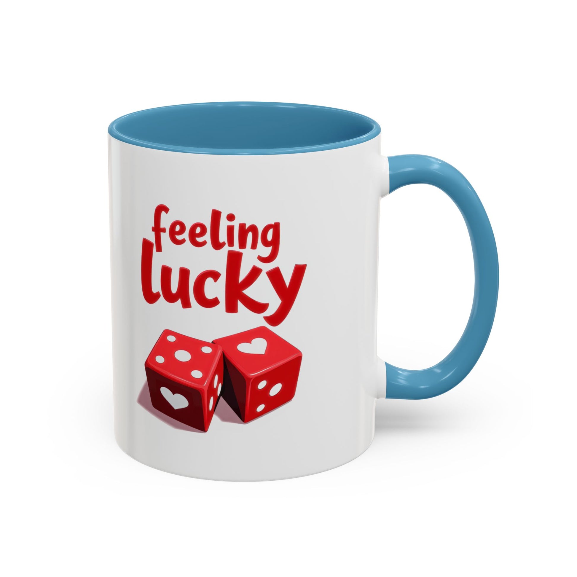 Feeling Lucky Mug, Funny Coffee Cup with Dice Design,  Date Night Mug, Fun Adult Humor