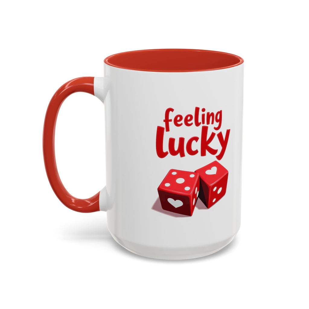 Feeling Lucky Mug, Funny Coffee Cup with Dice Design,  Date Night Mug, Fun Adult Humor