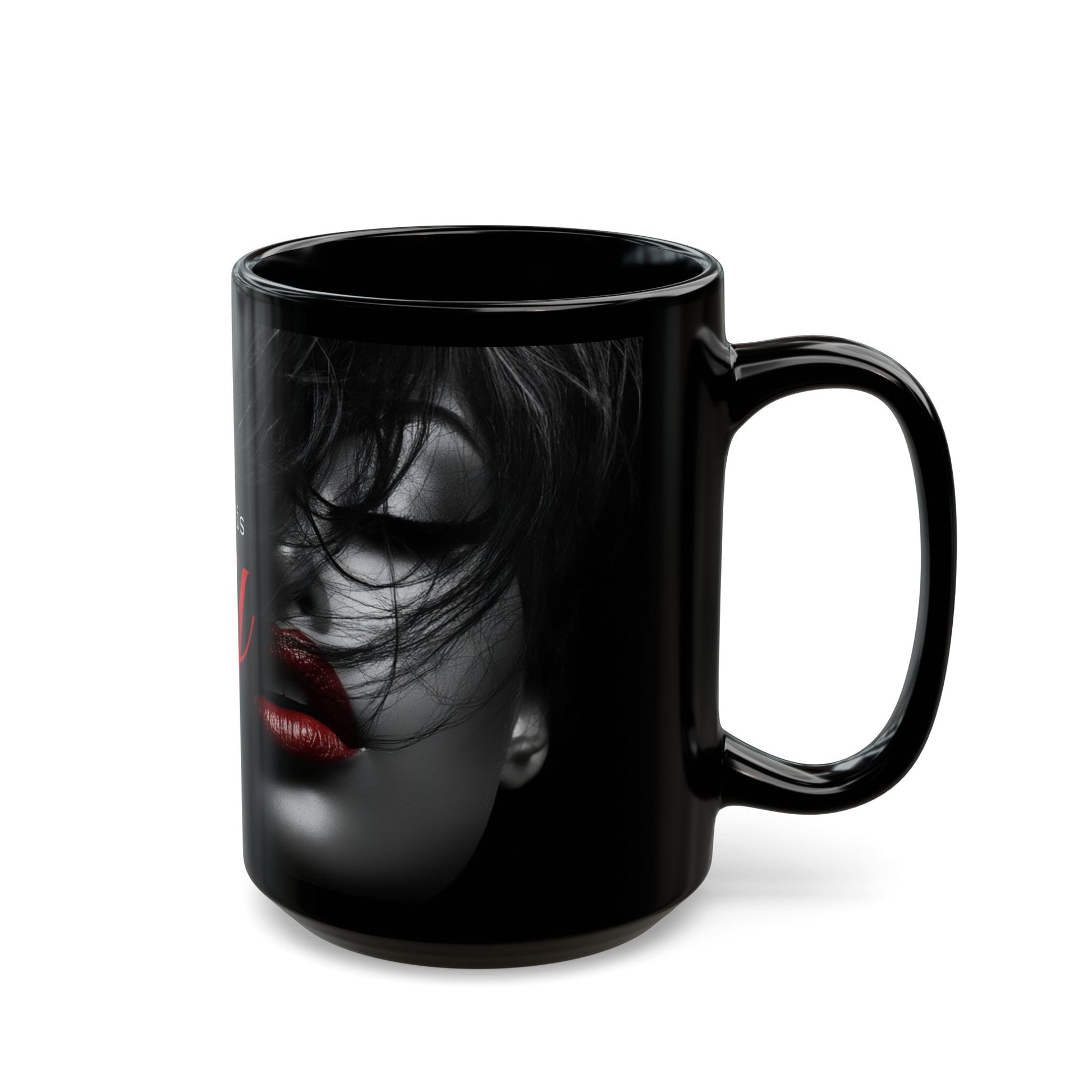 Confidence is Sexy Mug, Empowering Gift for Women, Bold Black Coffee Cup, Red Lips Design, Feminine Self-Love Boss Babe Mug