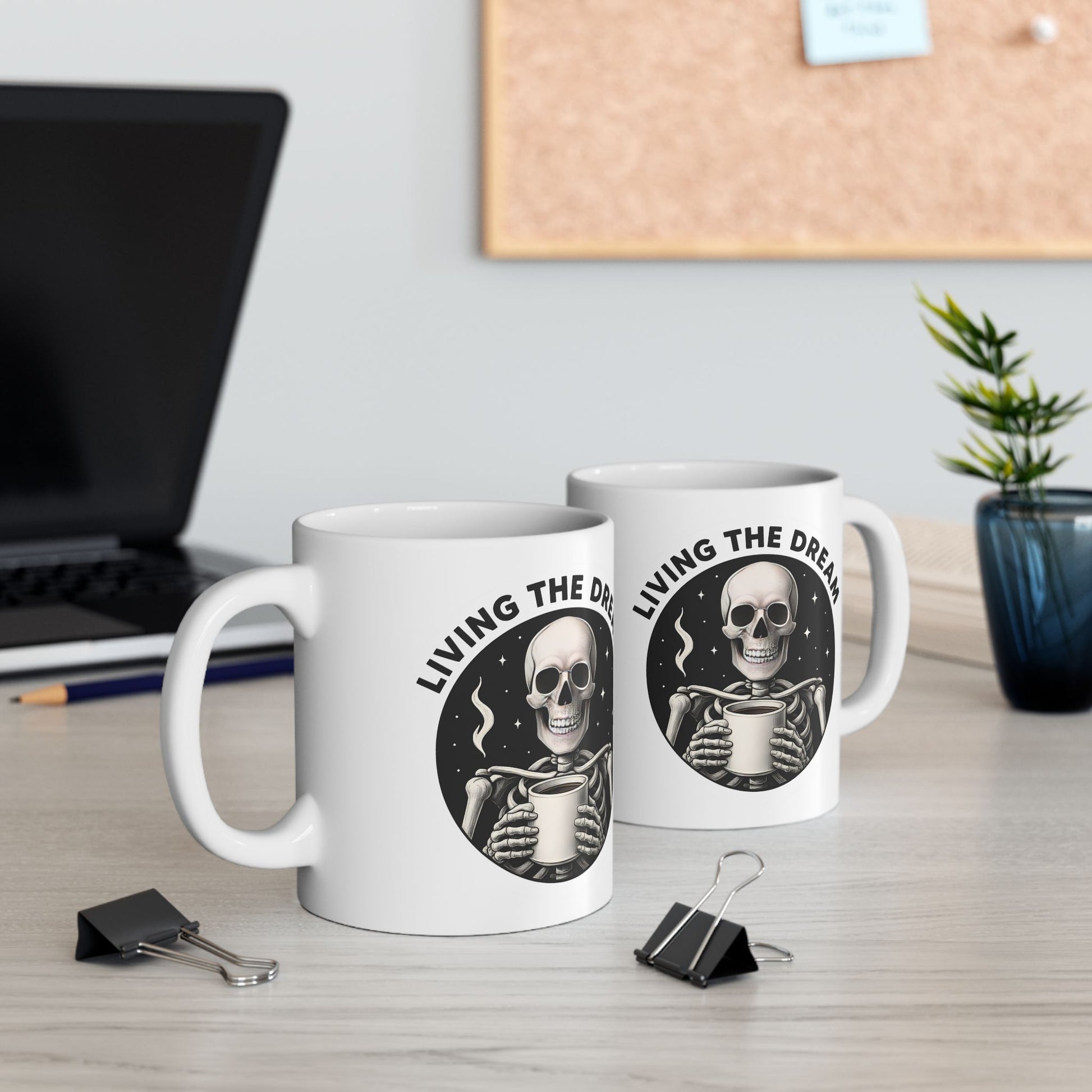 Skeleton Dreamer Ceramic Mug - Cool Gift Idea for Coffee Lovers, Unique Home Decor, Halloween, Fantasy Enthusiasts